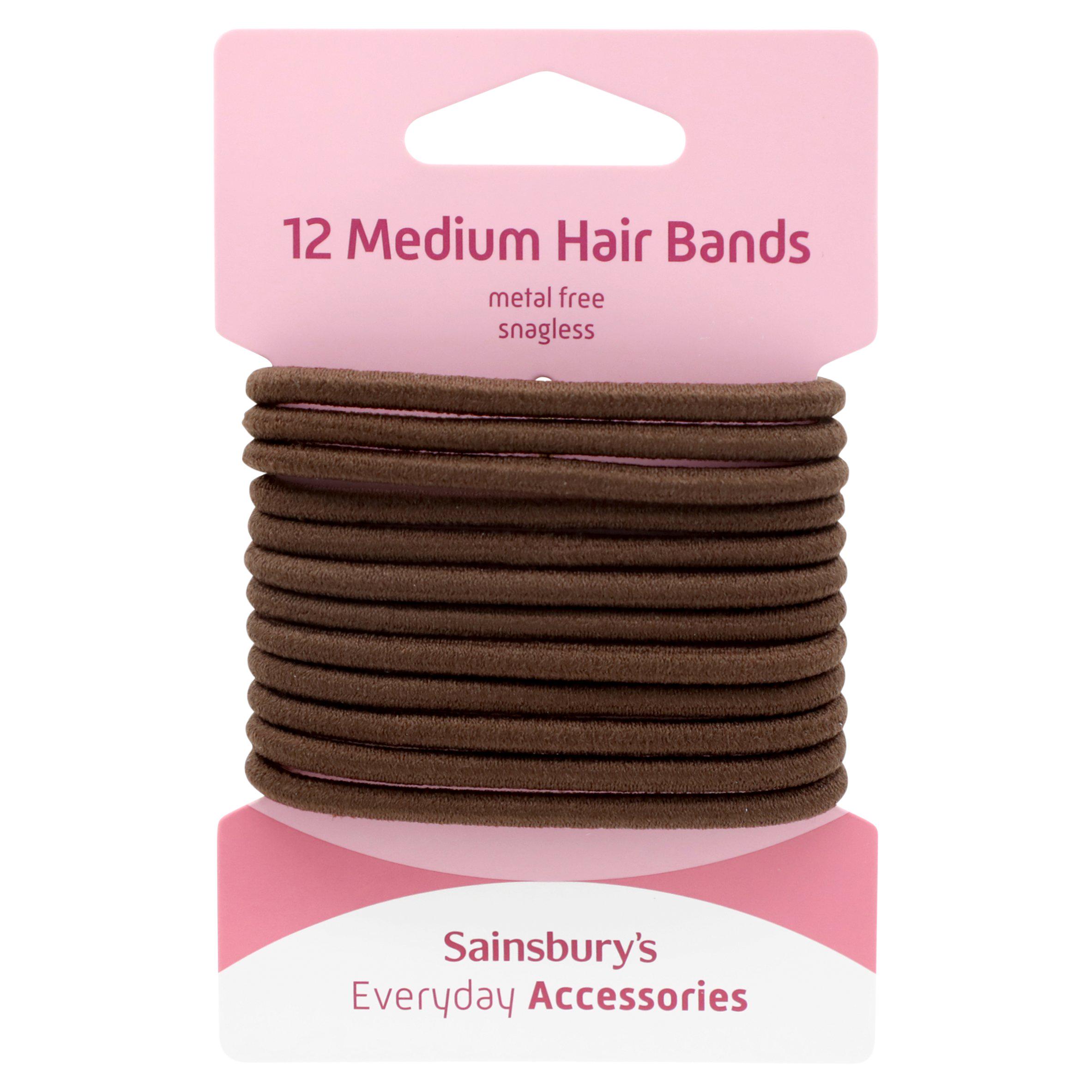 Sainsbury's No Damage Hair Bands Medium Brown x12