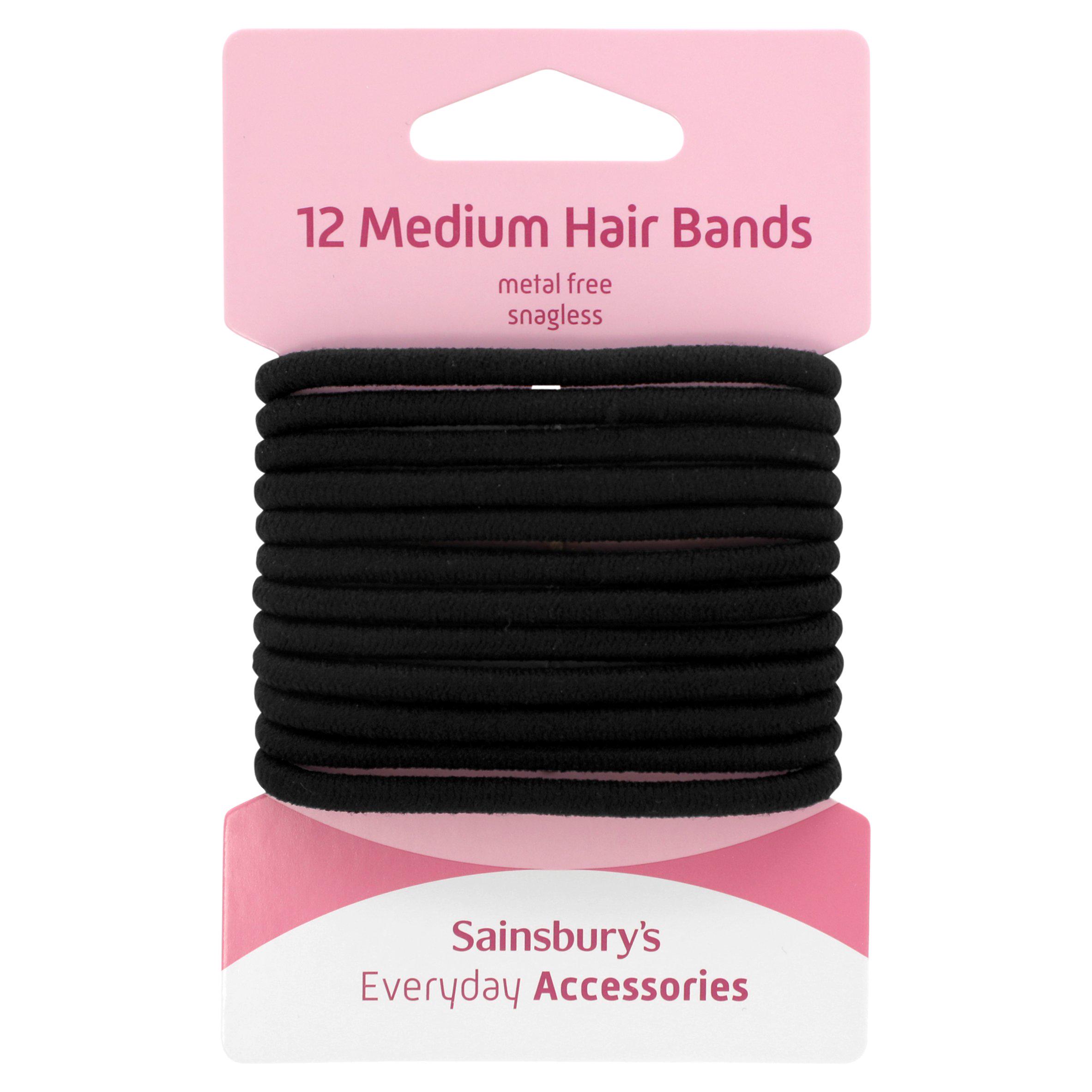 Sainsbury's No Damage Hair Bands Medium Black x12