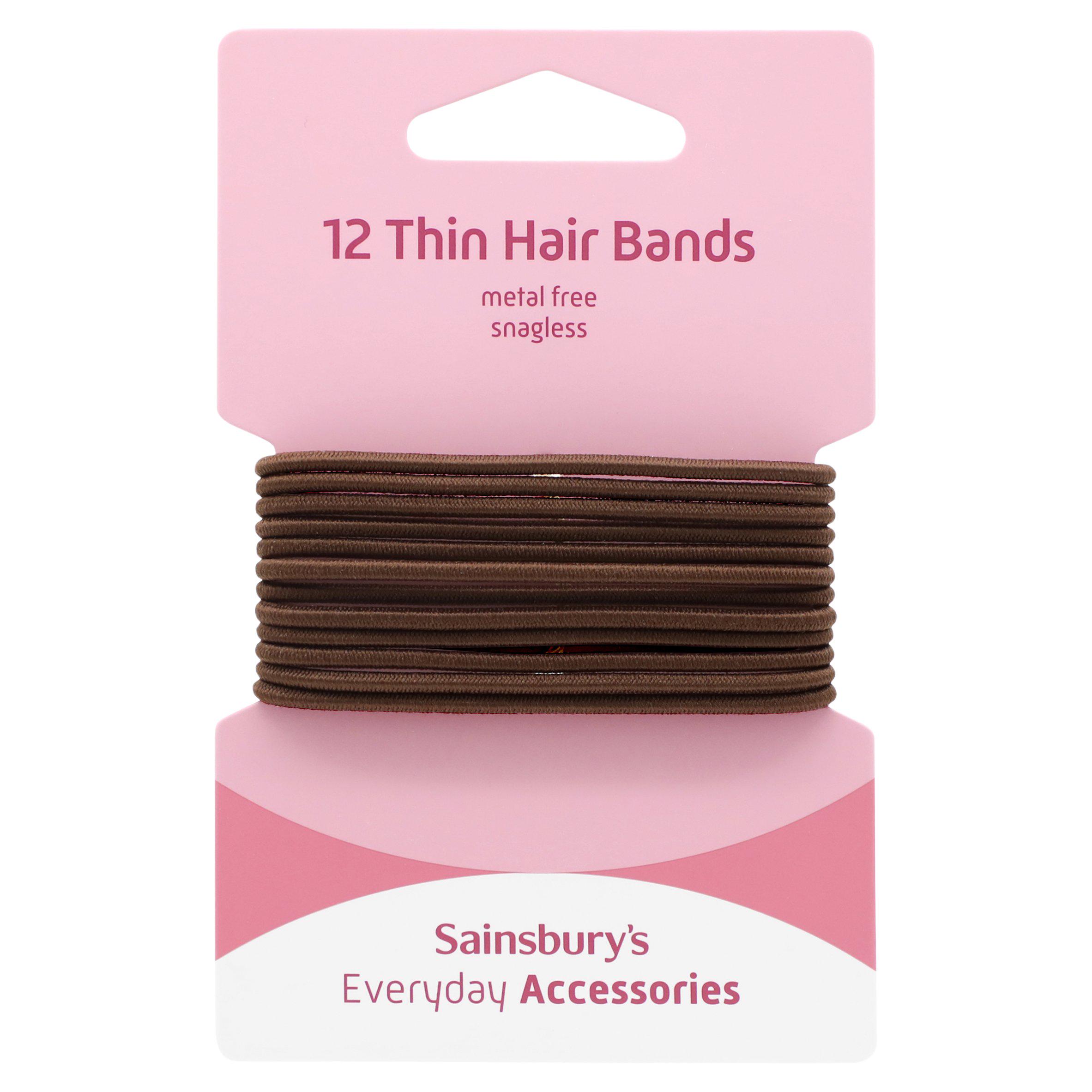Sainsbury's No Damage Hair Bands Thin Brown x12