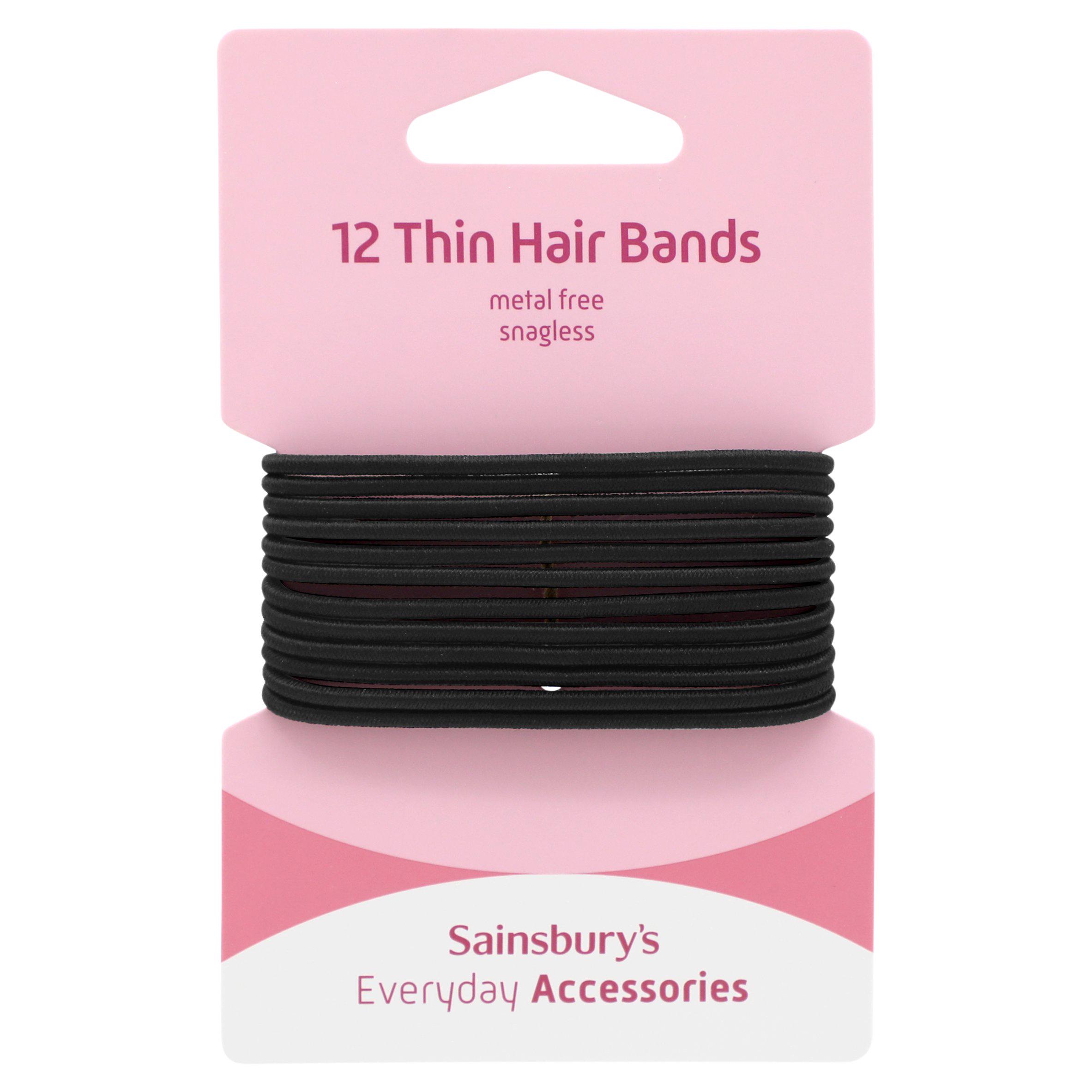 Sainsbury's No Damage Hair Bands Thin Black x12