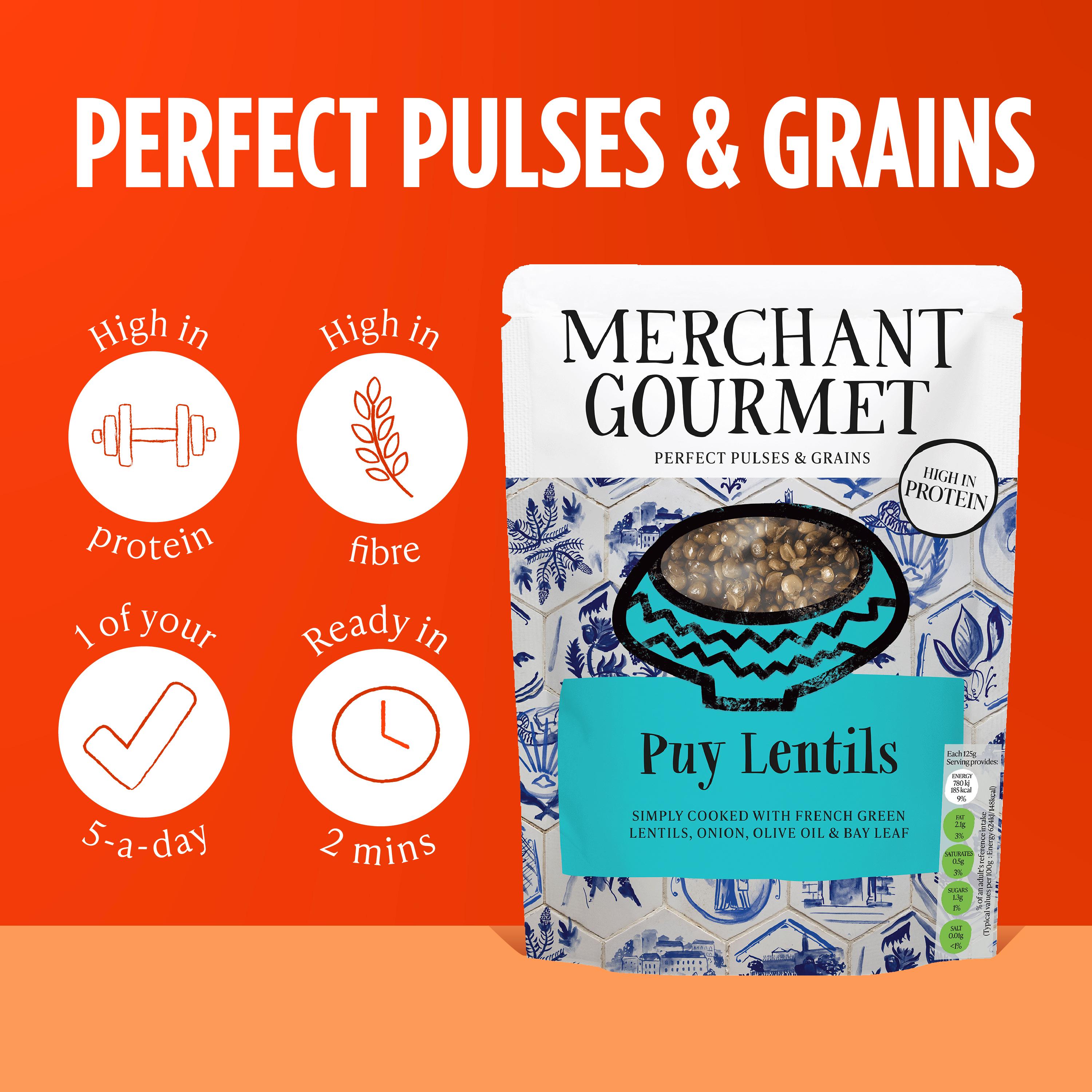 Merchant Gourmet Puy Lentils & French Green Lentils Simply Cooked 250g thumbnail 3