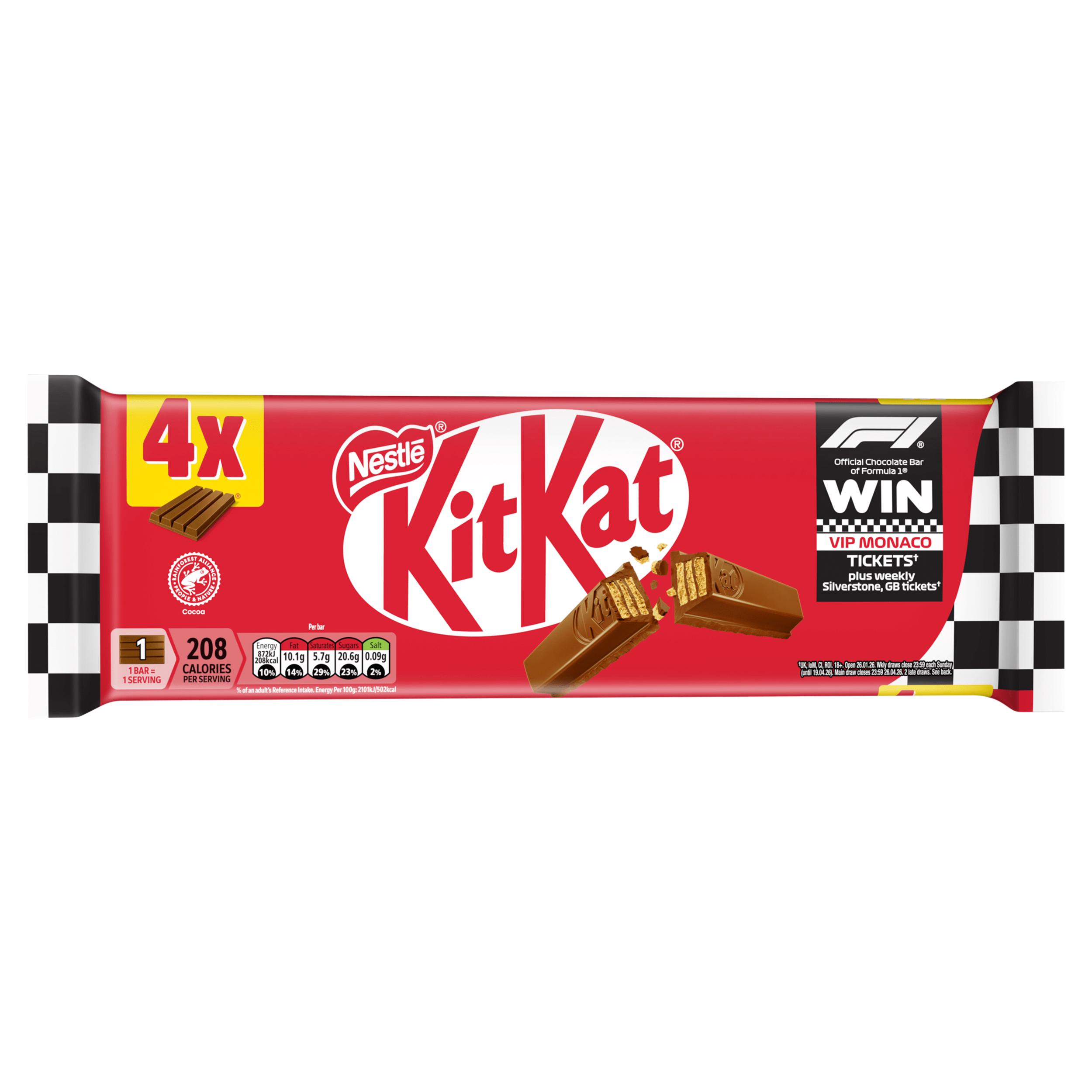 KitKat 4 Finger Milk Chocolate Biscuit Bar Multipack x4 41.5g thumbnail 2
