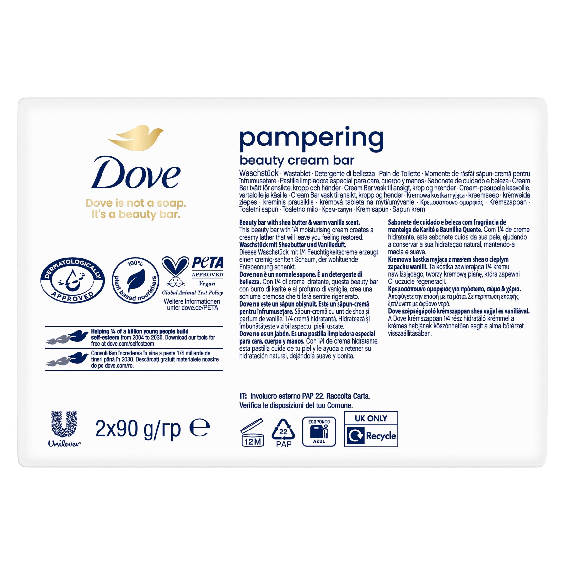 Dove 2 x 90g Pampering Shea Butter Beauty Bar Cream Soap thumbnail 6