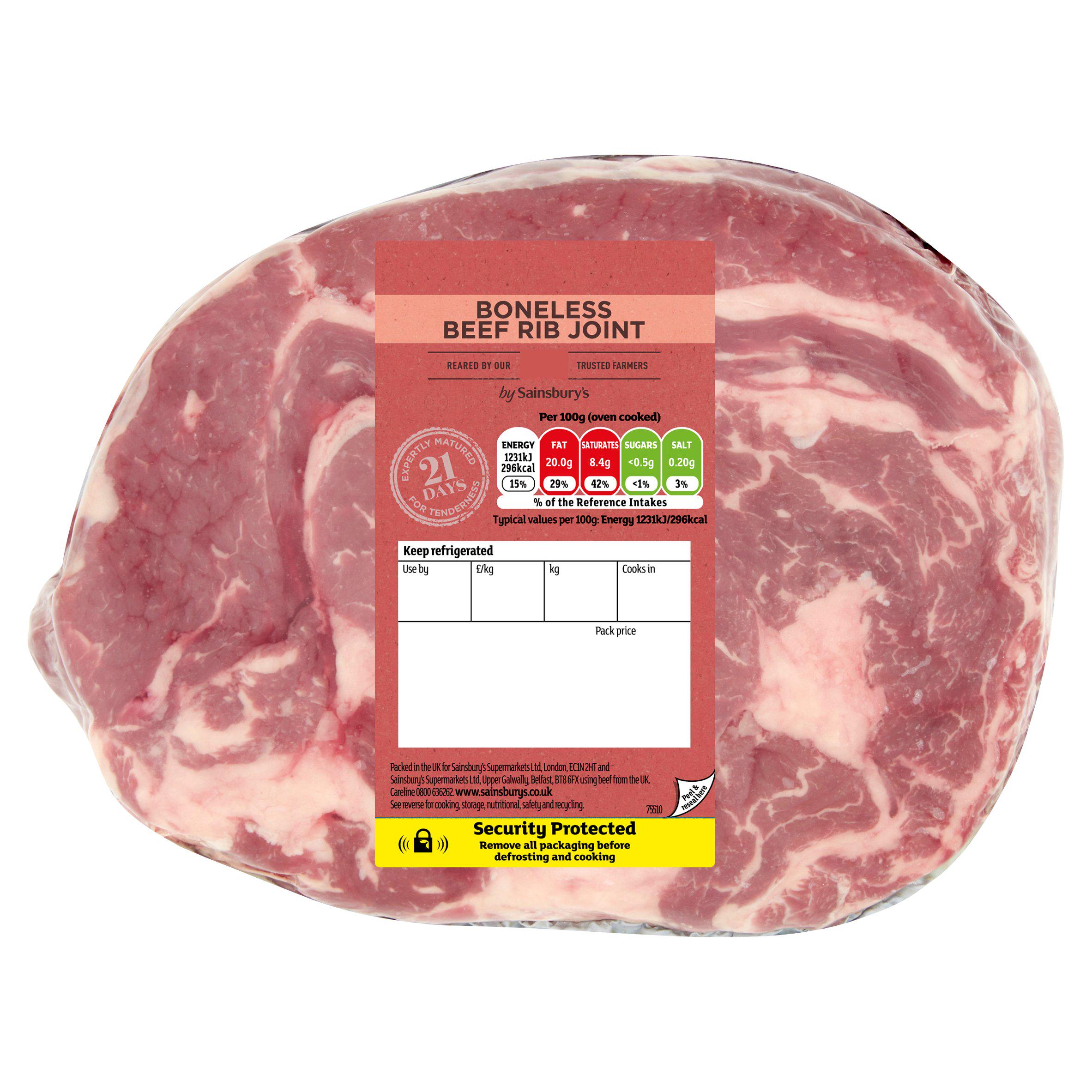 Sainsbury's British or Irish 21 Day Matured Boneless Beef Rib Joint (Approx. 1.25kg)