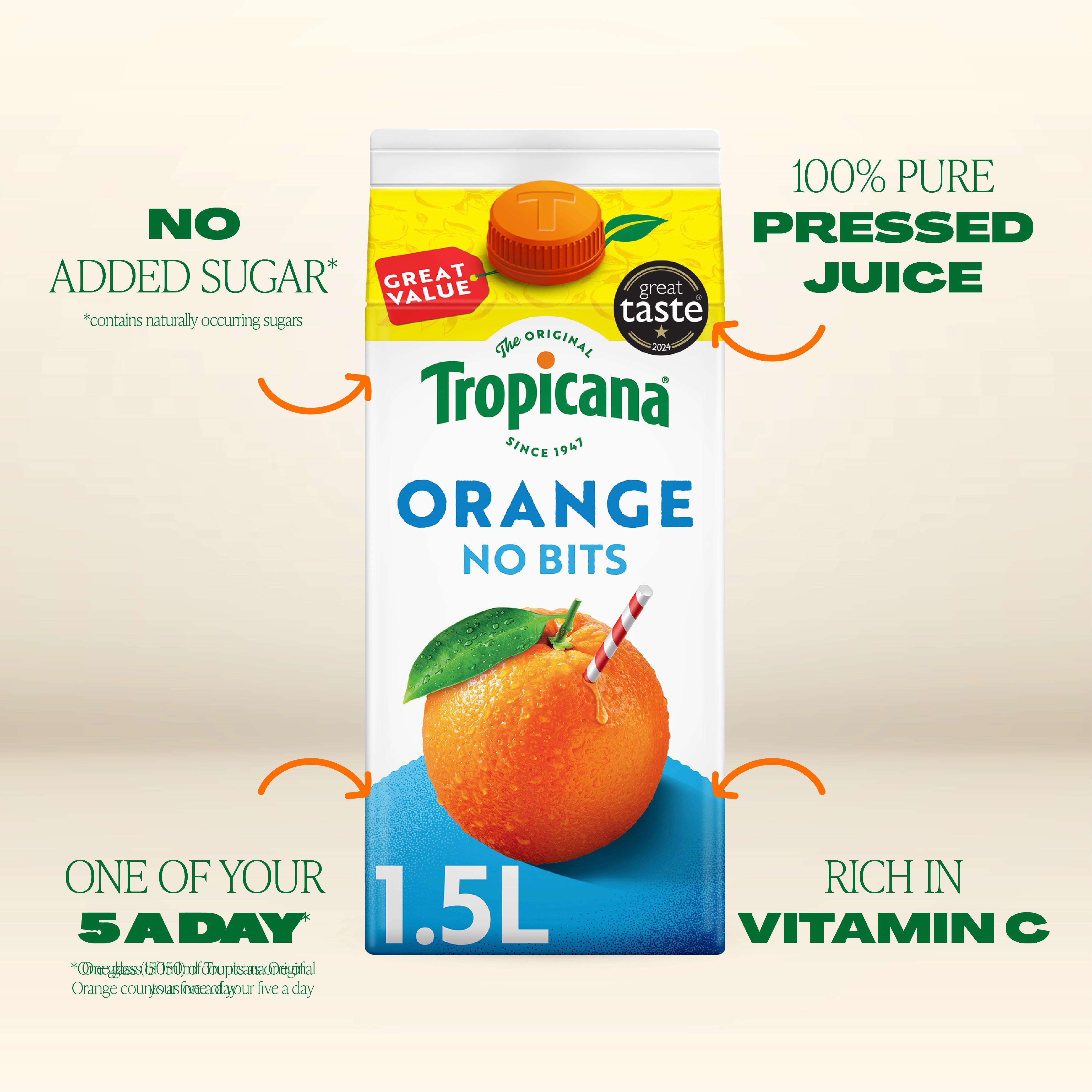 Tropicana Smooth Orange Fruit Juice 1.5L thumbnail 2
