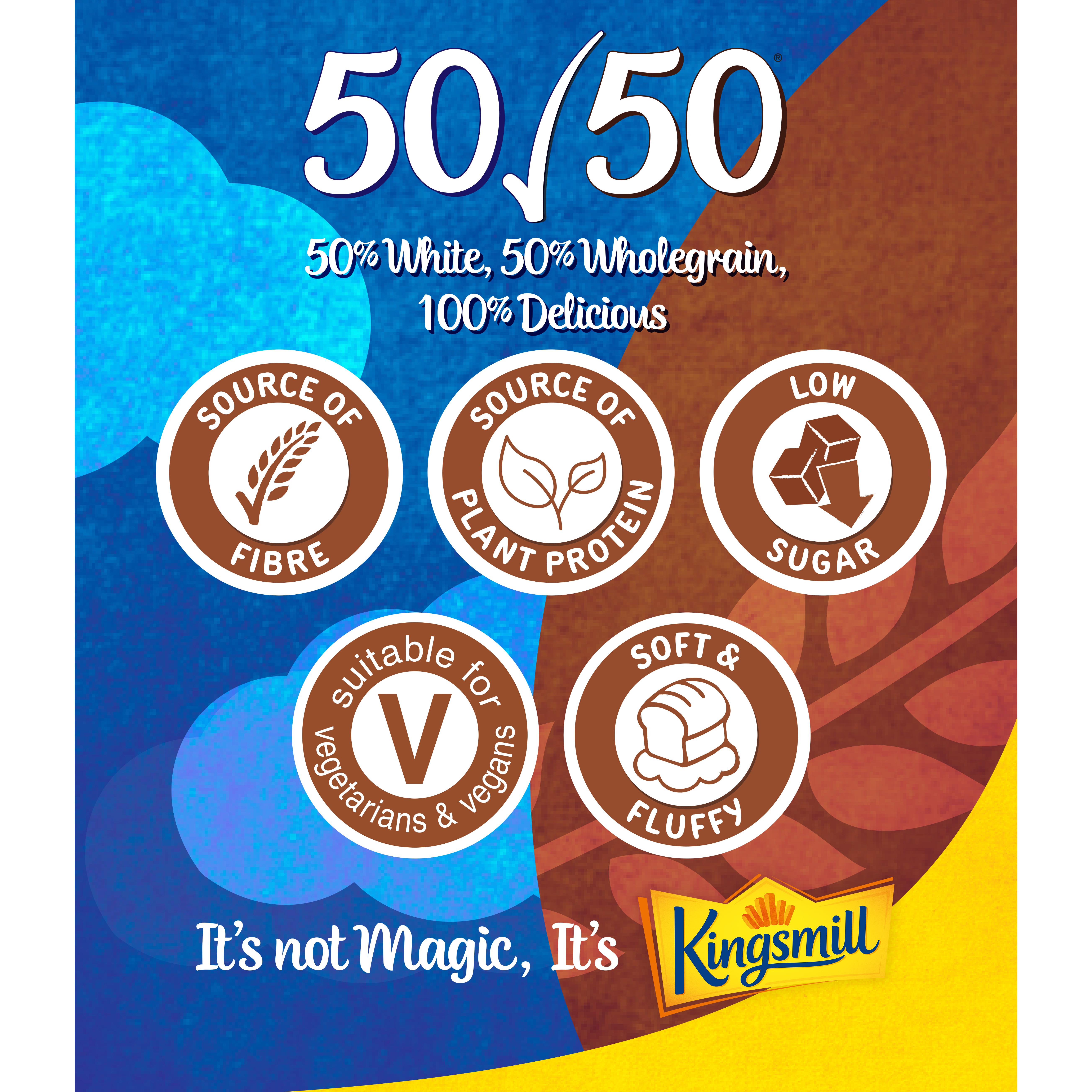 Kingsmill Medium Sliced 50/50 Bread 400g thumbnail 2