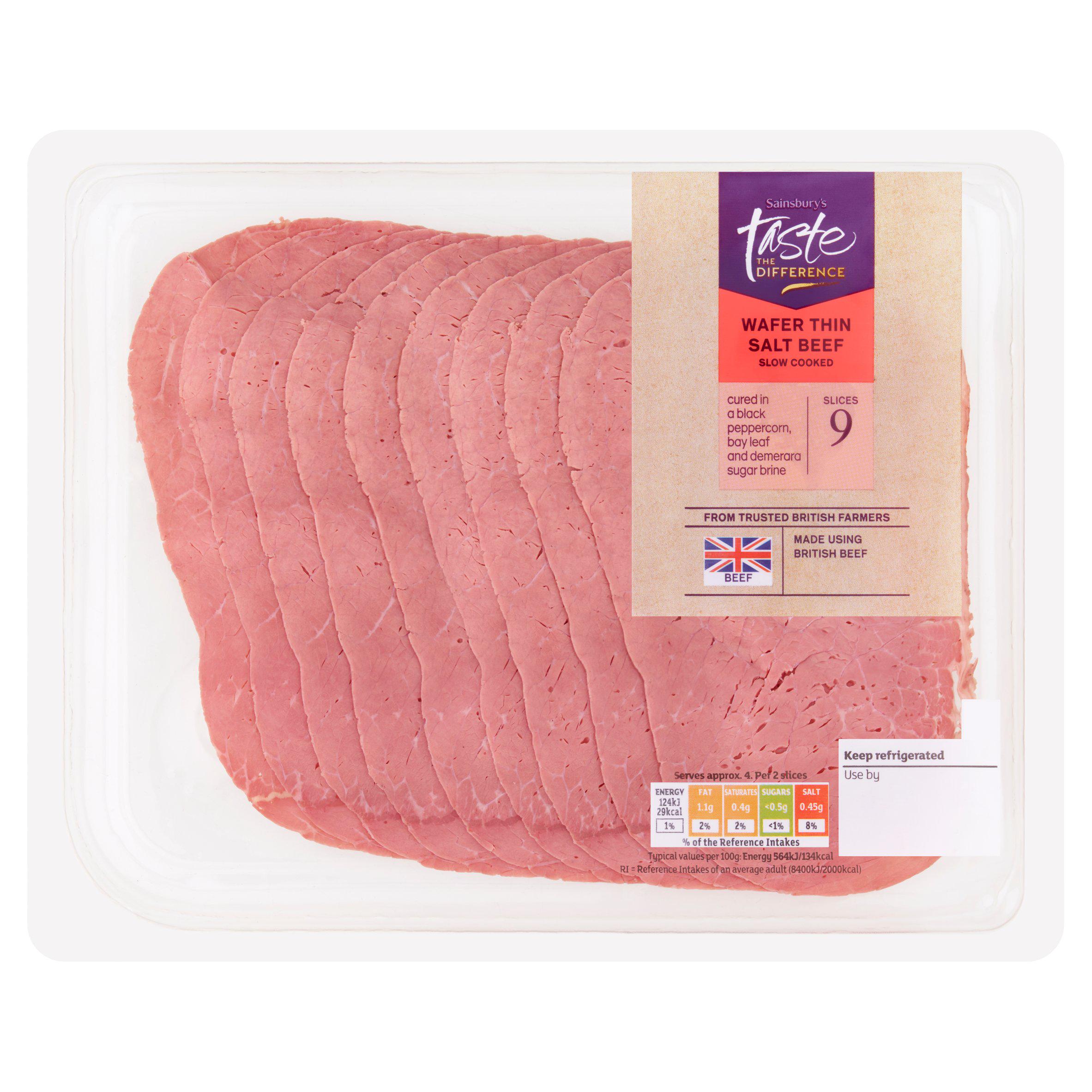 Sainsbury's Wafer Thin Salt Beef Slices, Taste the Difference x9 110g