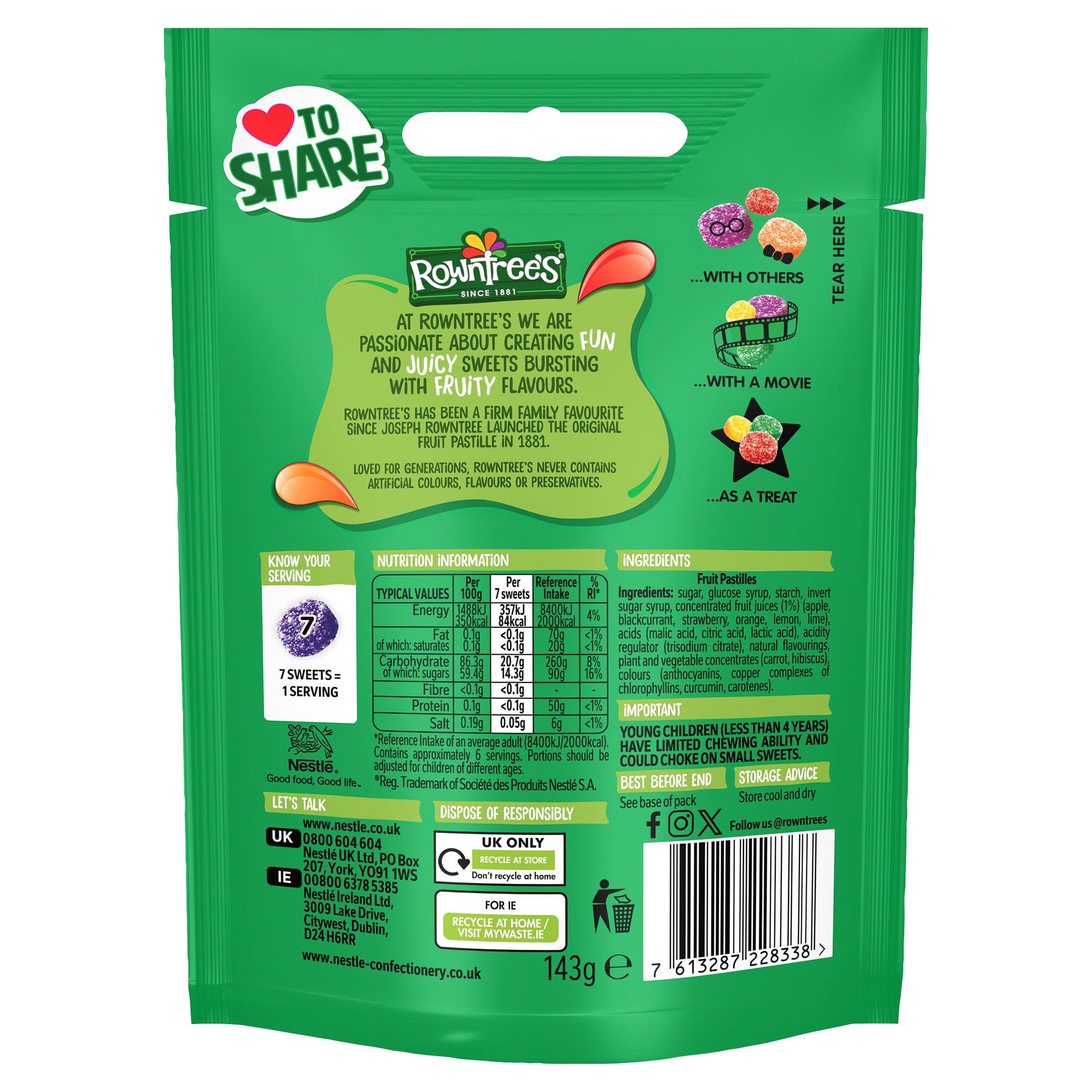 Rowntrees Fruit Pastilles Sweets Sharing Bag 143g thumbnail 3