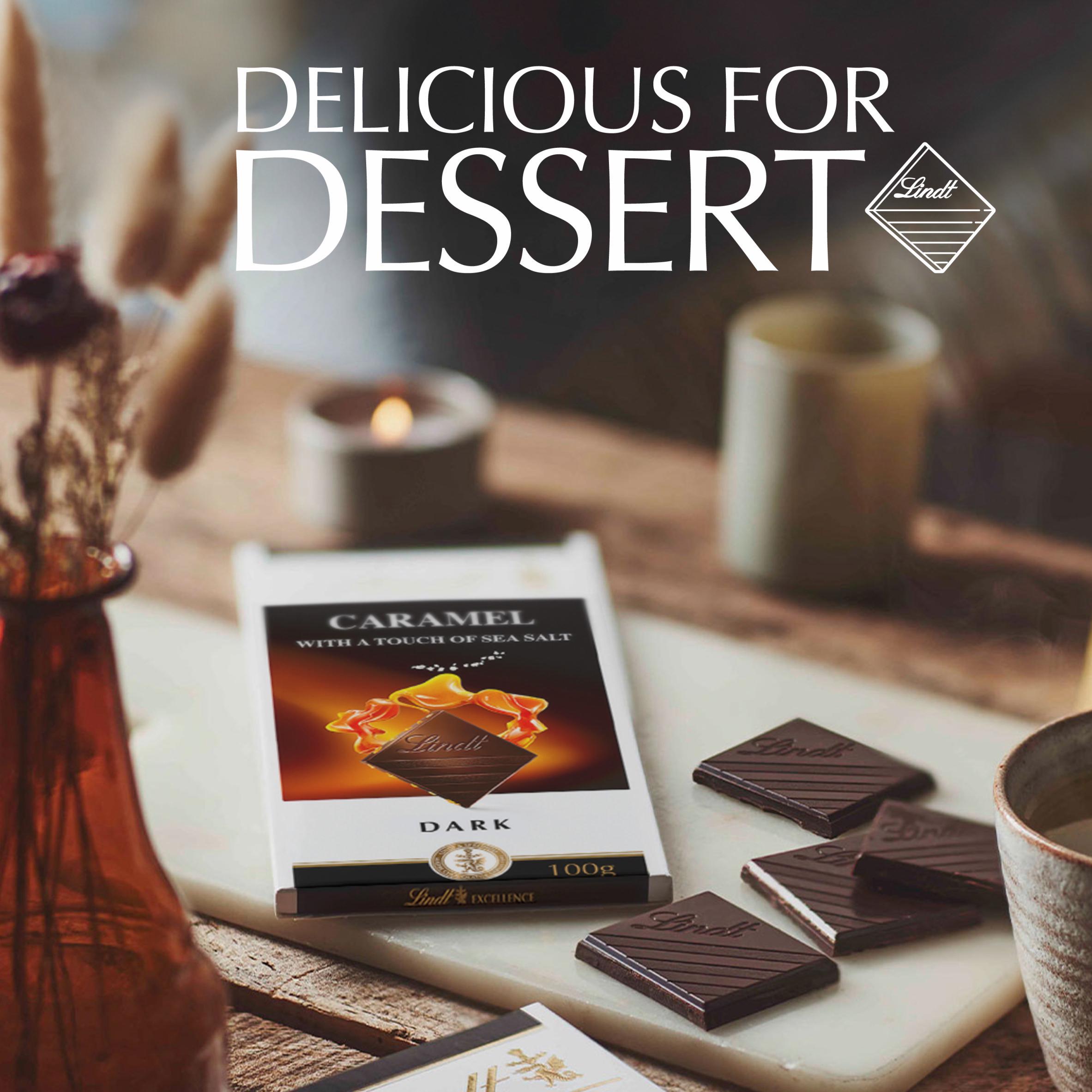 Lindt Excellence Dark Caramel and Sea Salt Chocolate Bar 100g thumbnail 3