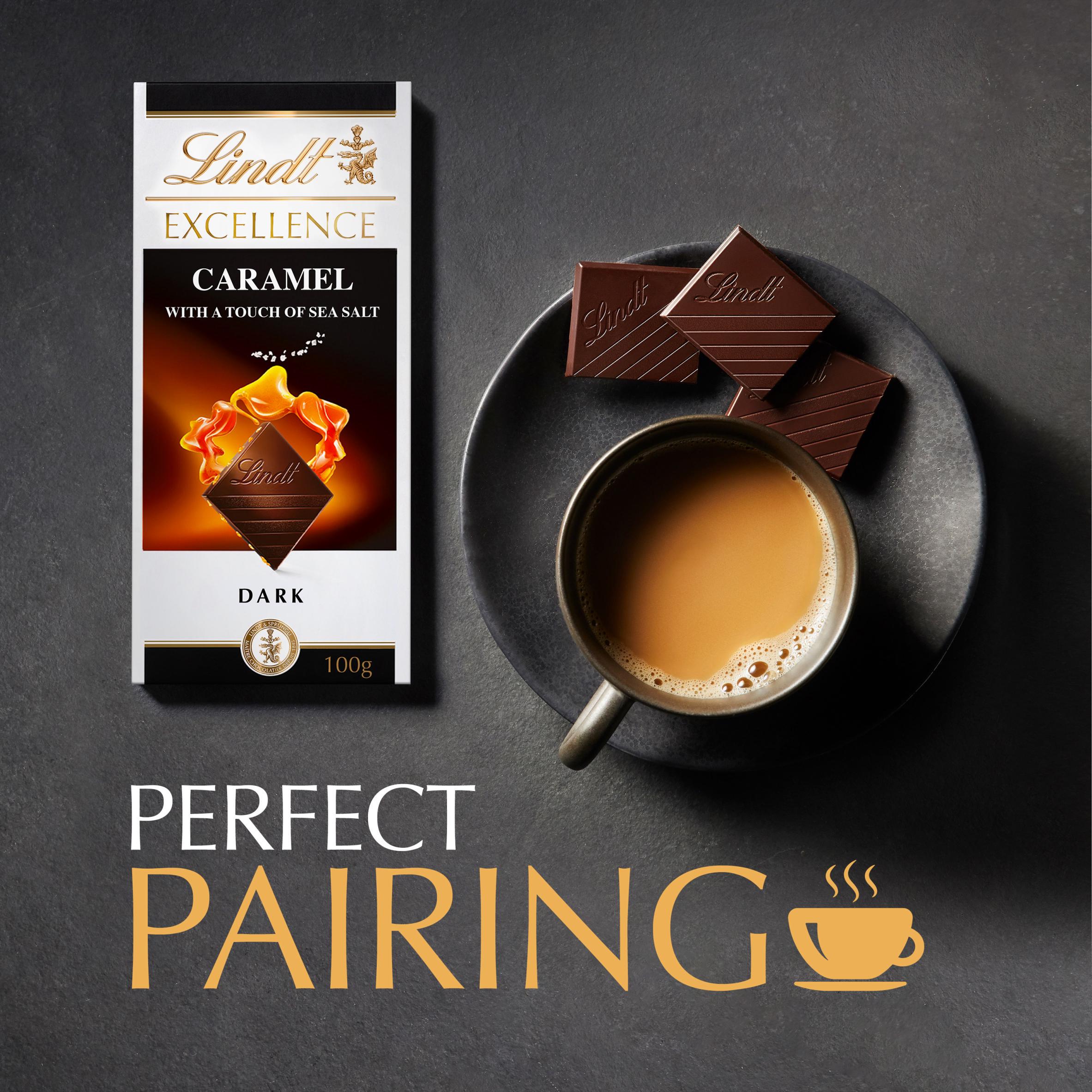 Lindt Excellence Dark Caramel and Sea Salt Chocolate Bar 100g thumbnail 4