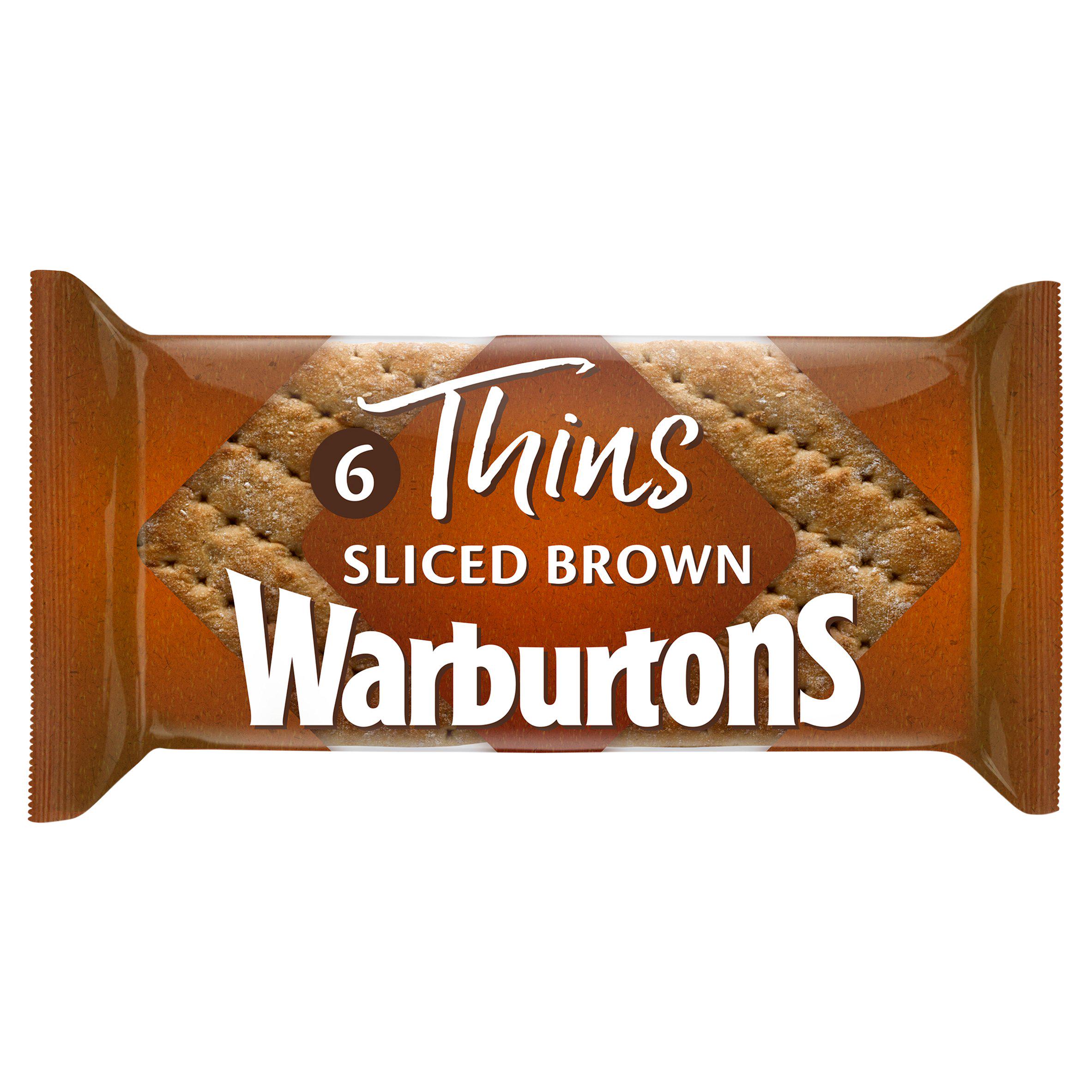 Warburtons Brown Sandwich Thins x6