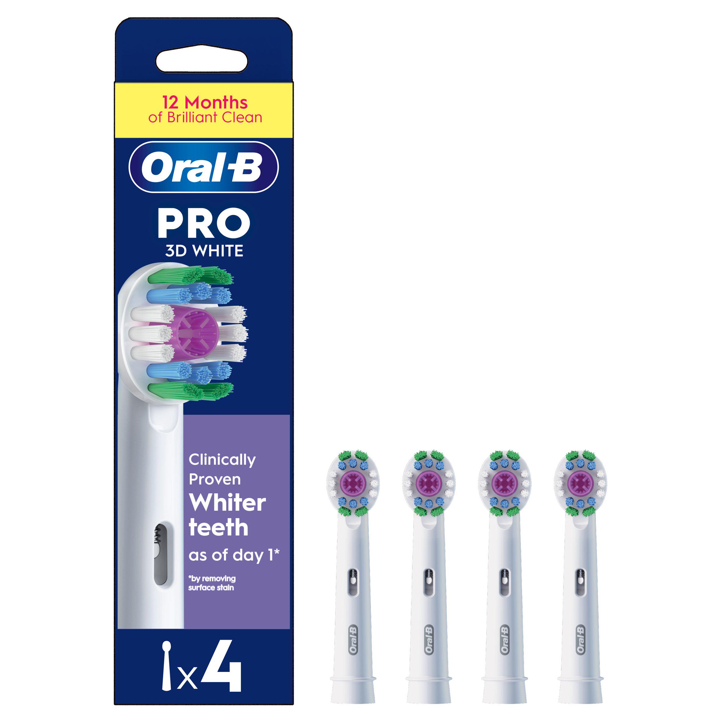 Oral-B 3D White Replacement Electric Toothbrush Heads x4