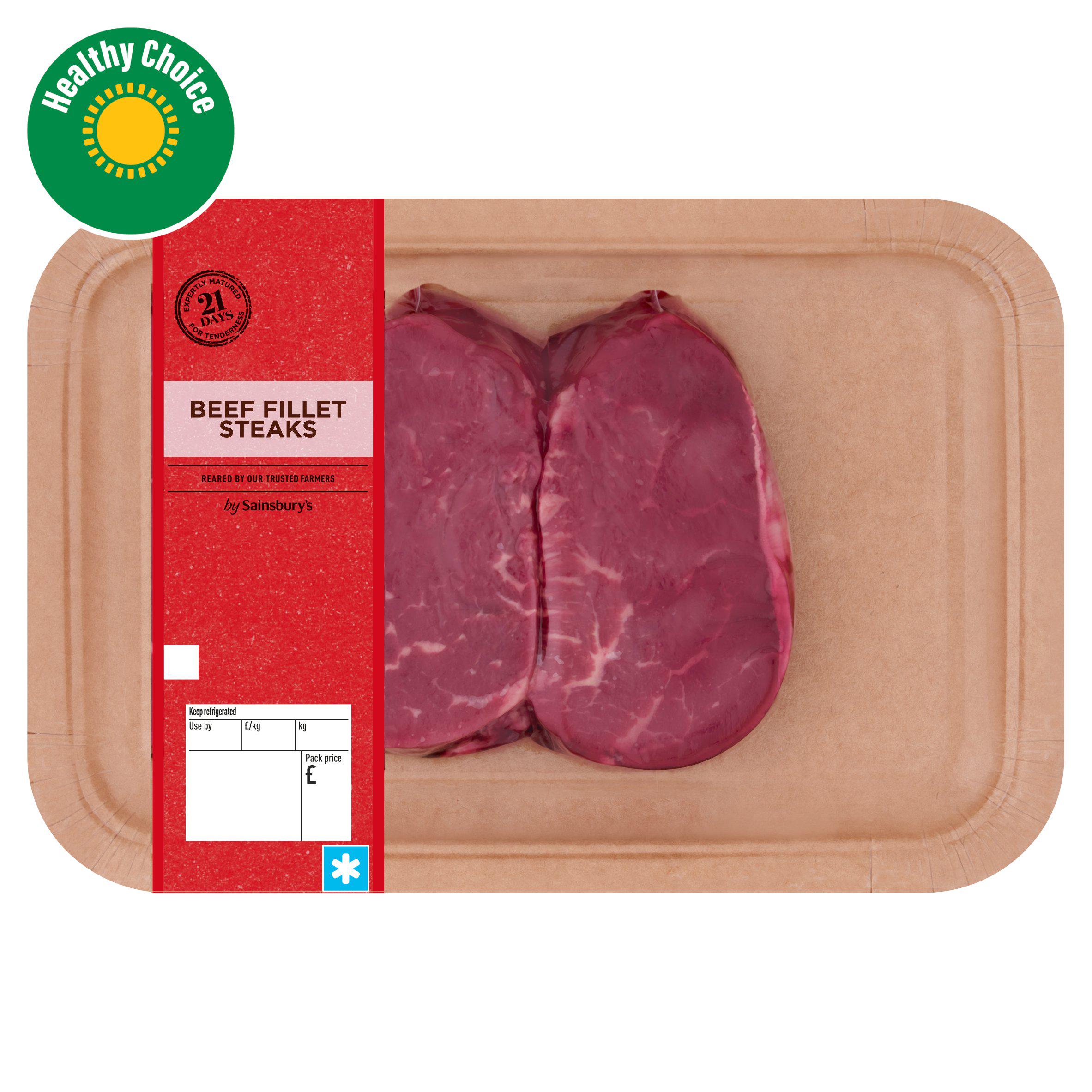 Sainsbury's British or Irish 21 Day Matured Beef Fillet Steak x2 (Approx. 300g)