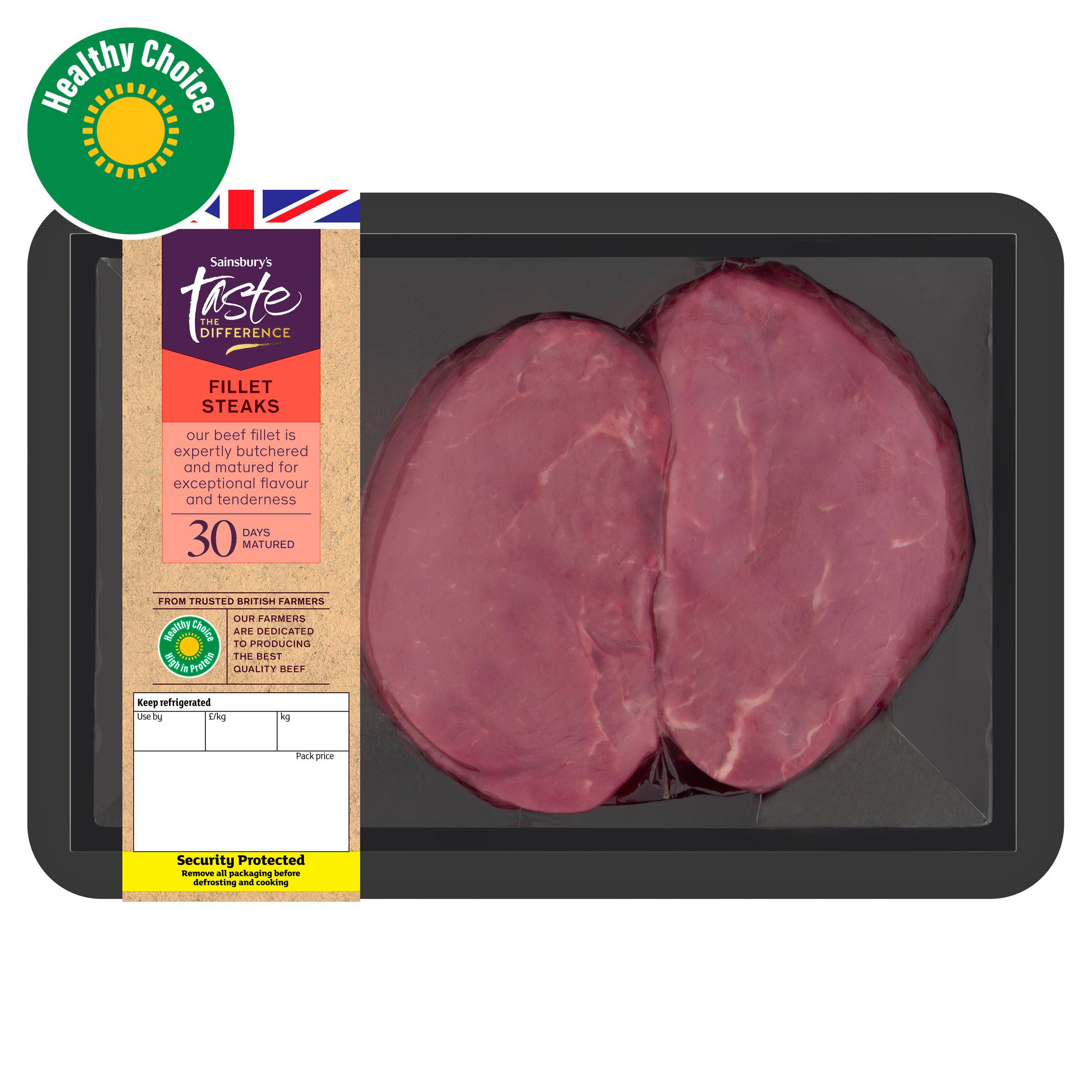 Sainsbury's 30 Days Matured British Beef Fillet Steak, Taste the Difference x2 (approx. 270g)
