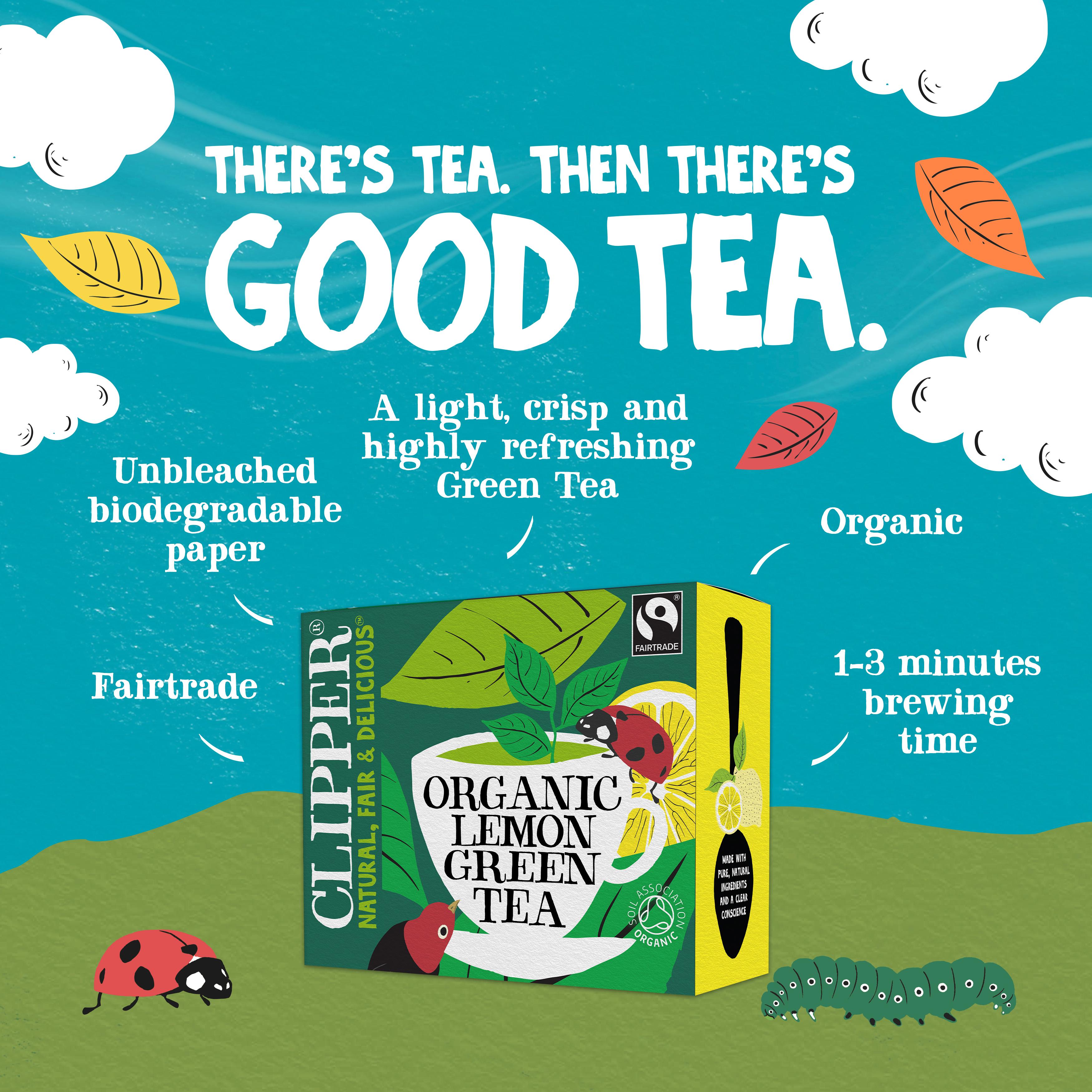 Clipper Fairtrade Green Tea & Lemon x80 Tea Bags 160g thumbnail 2