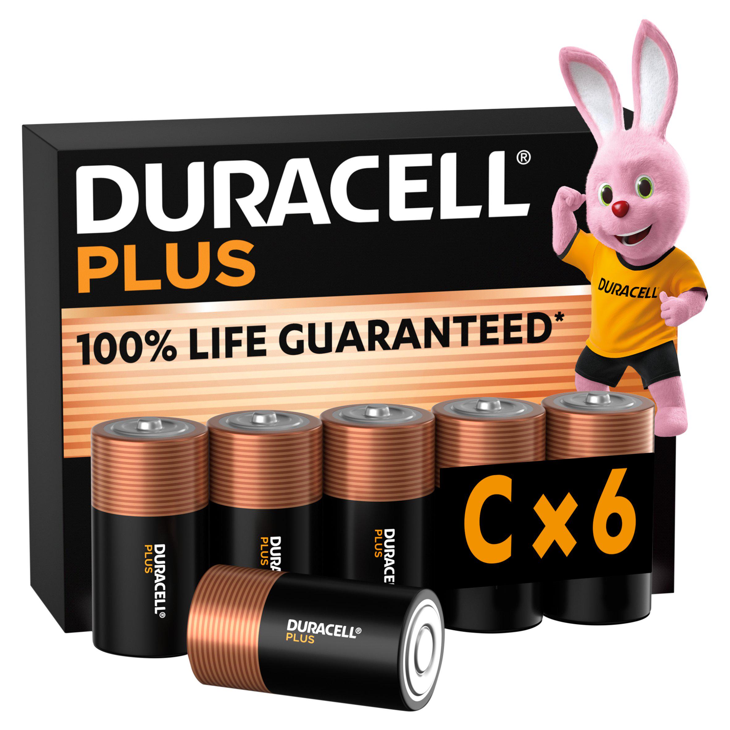 Duracell Plus Alkaline C Batteries, pack of 6