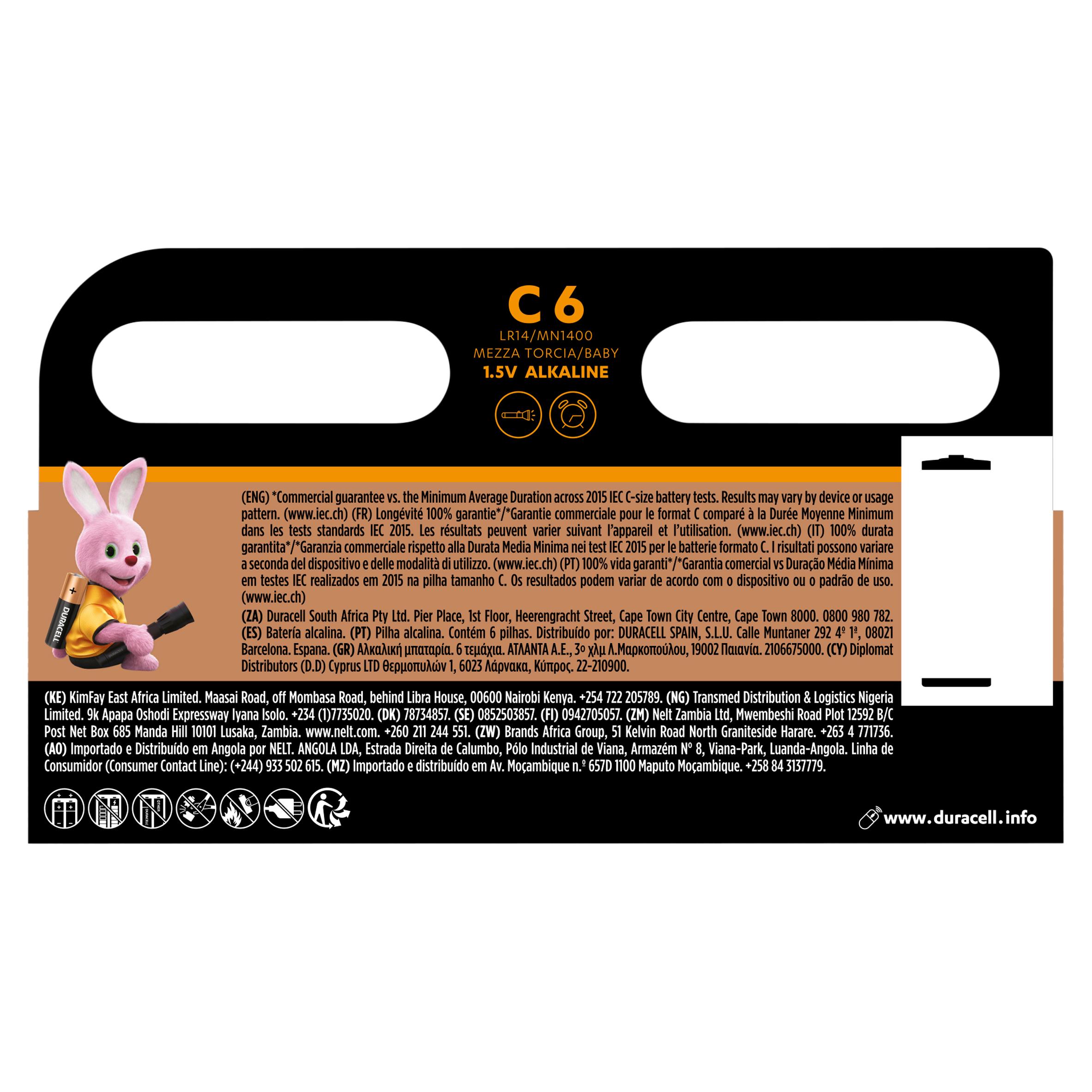Duracell Plus Alkaline C Batteries, pack of 6 thumbnail 2