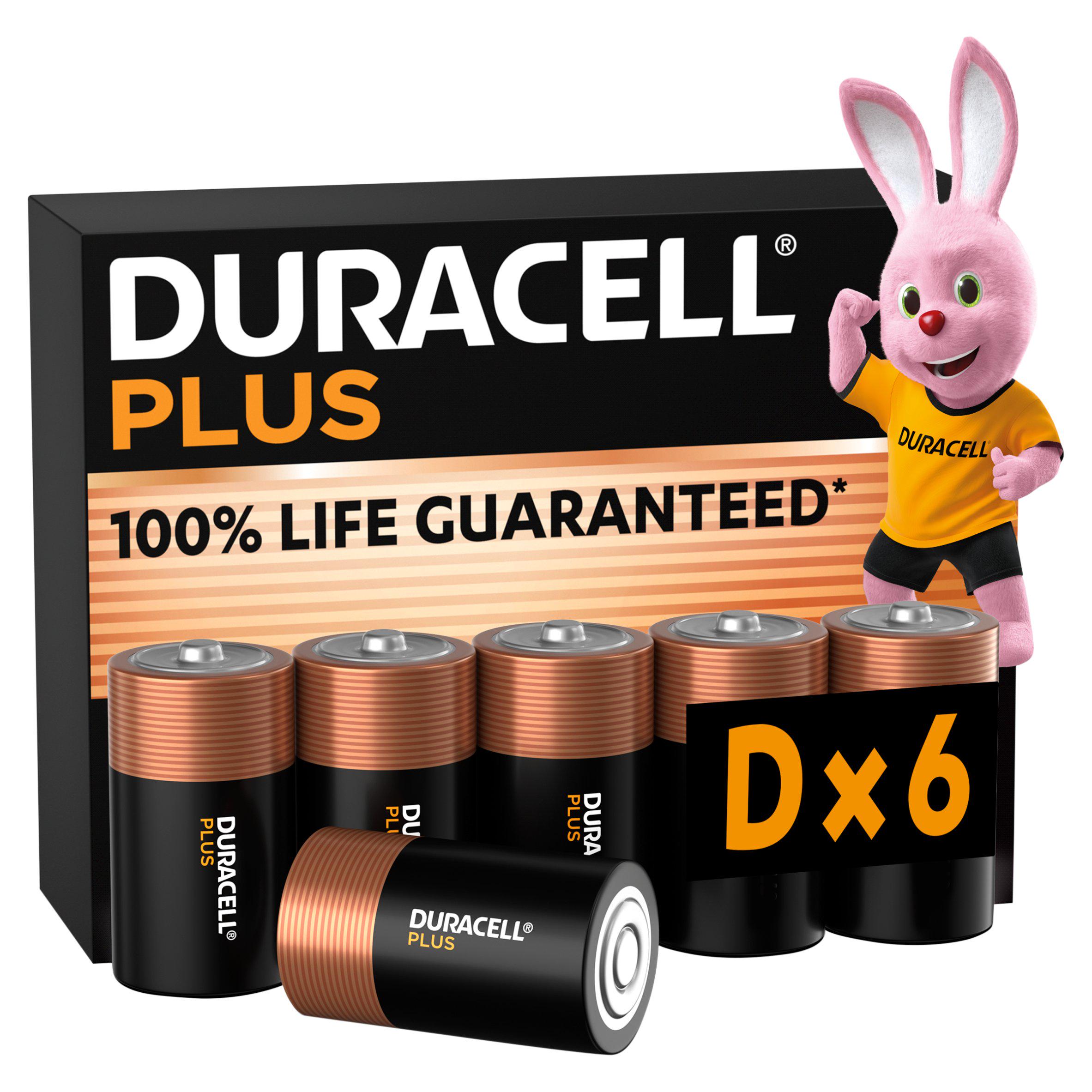 Duracell Plus Alkaline D Batteries, pack of 6