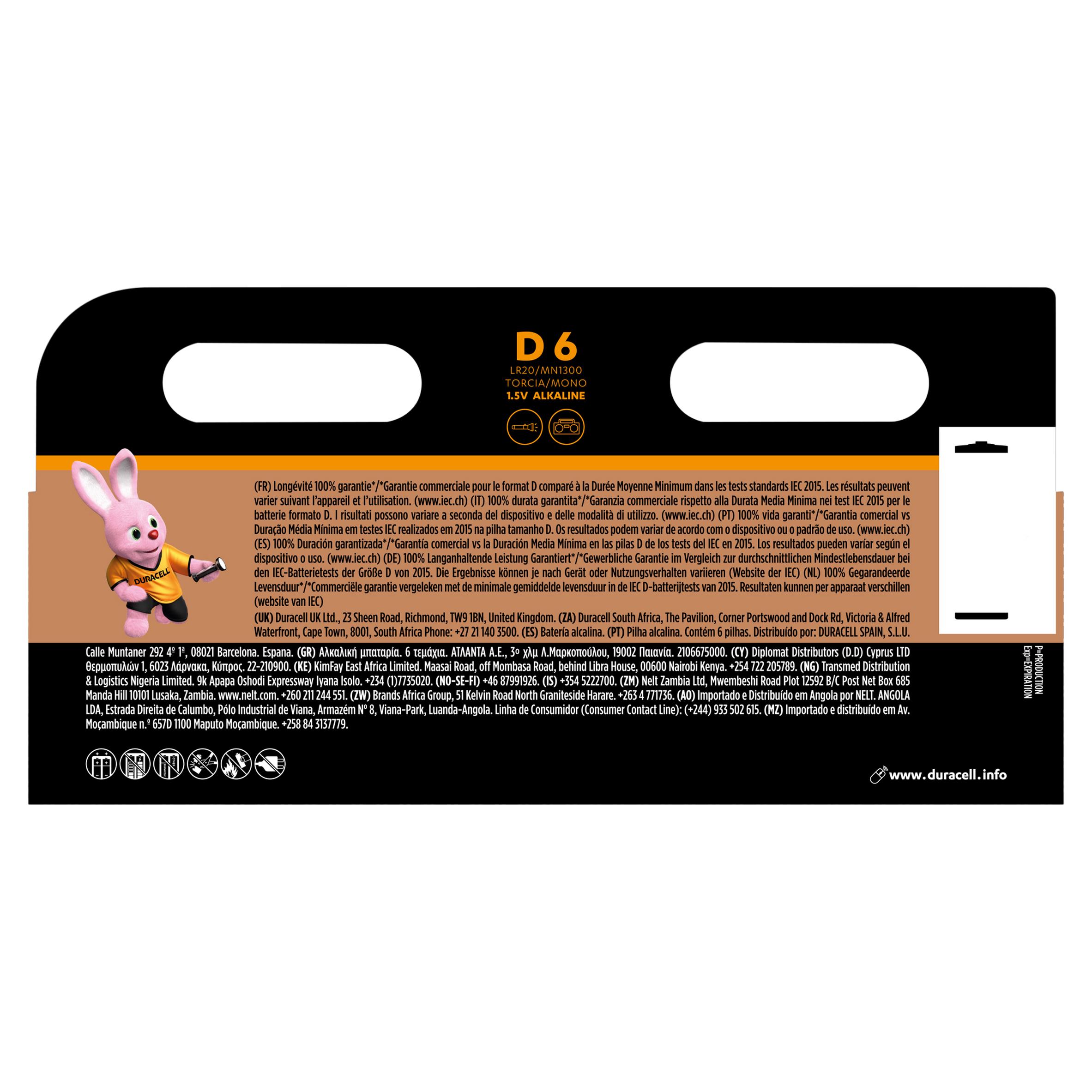 Duracell Plus Alkaline D Batteries, pack of 6 thumbnail 2