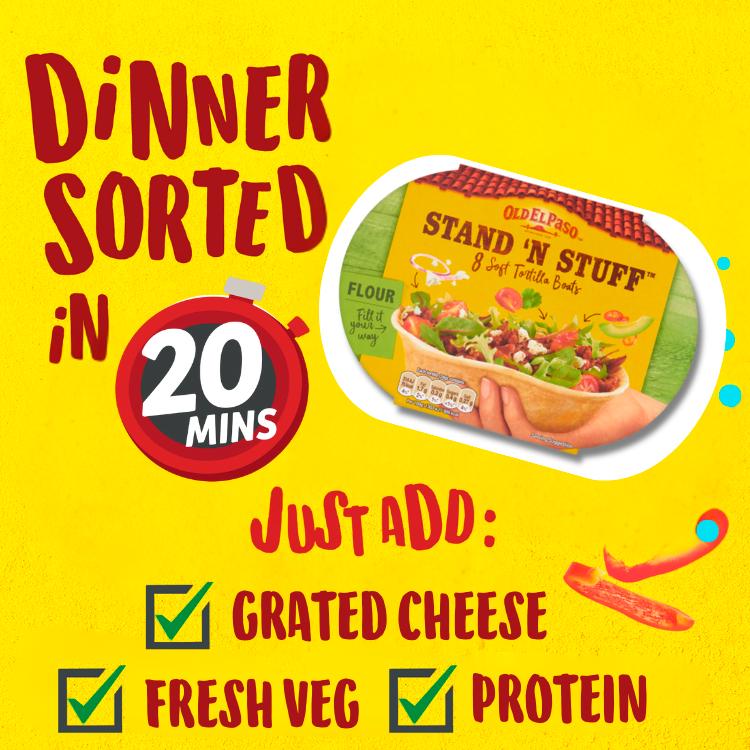 Old El Paso Mexican Stand N Stuff Tortilla Wrap Boats x8 193g thumbnail 2