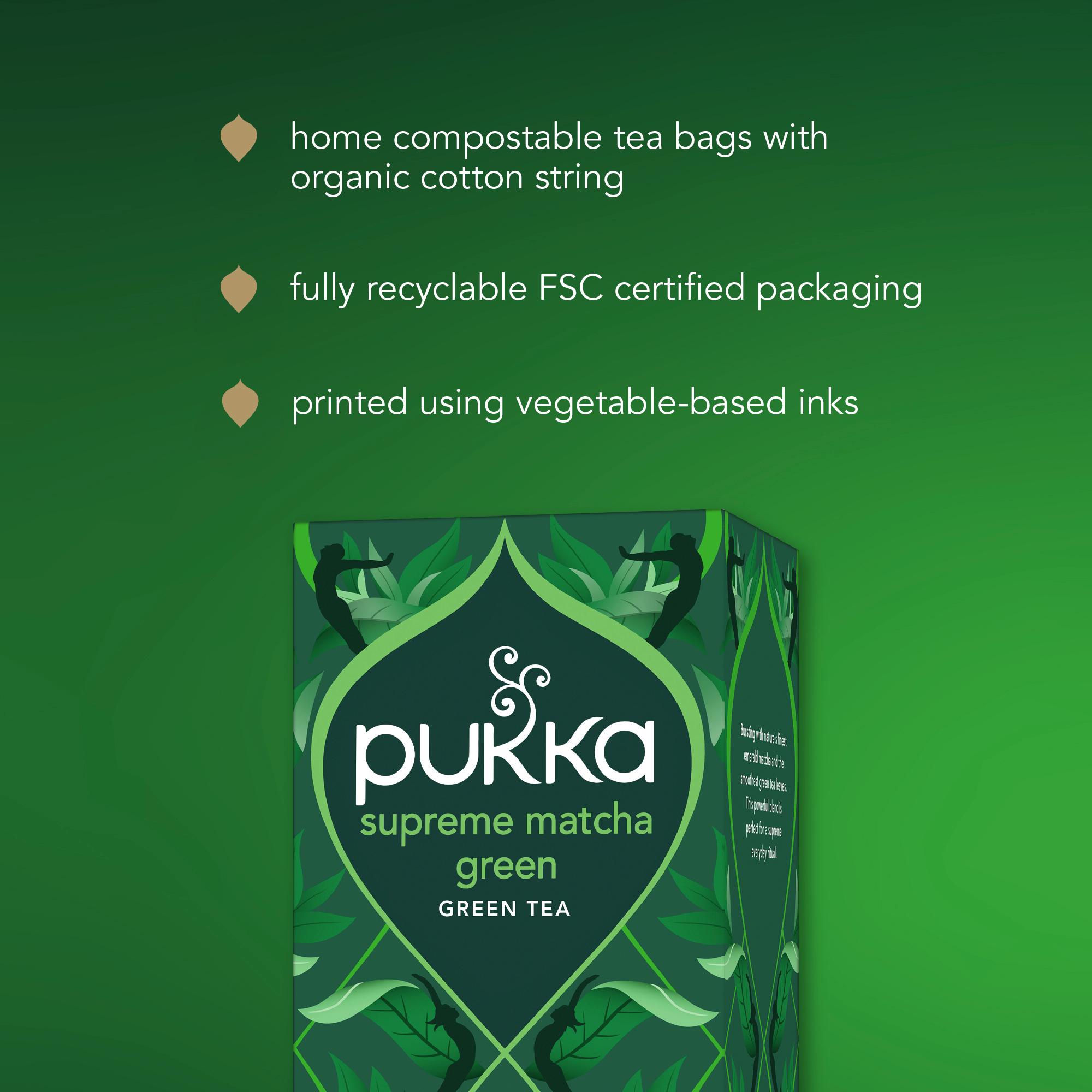 Pukka Organic Supreme Matcha Green Herbal Tea Home Compostable Green Tea Bags x20 thumbnail 6