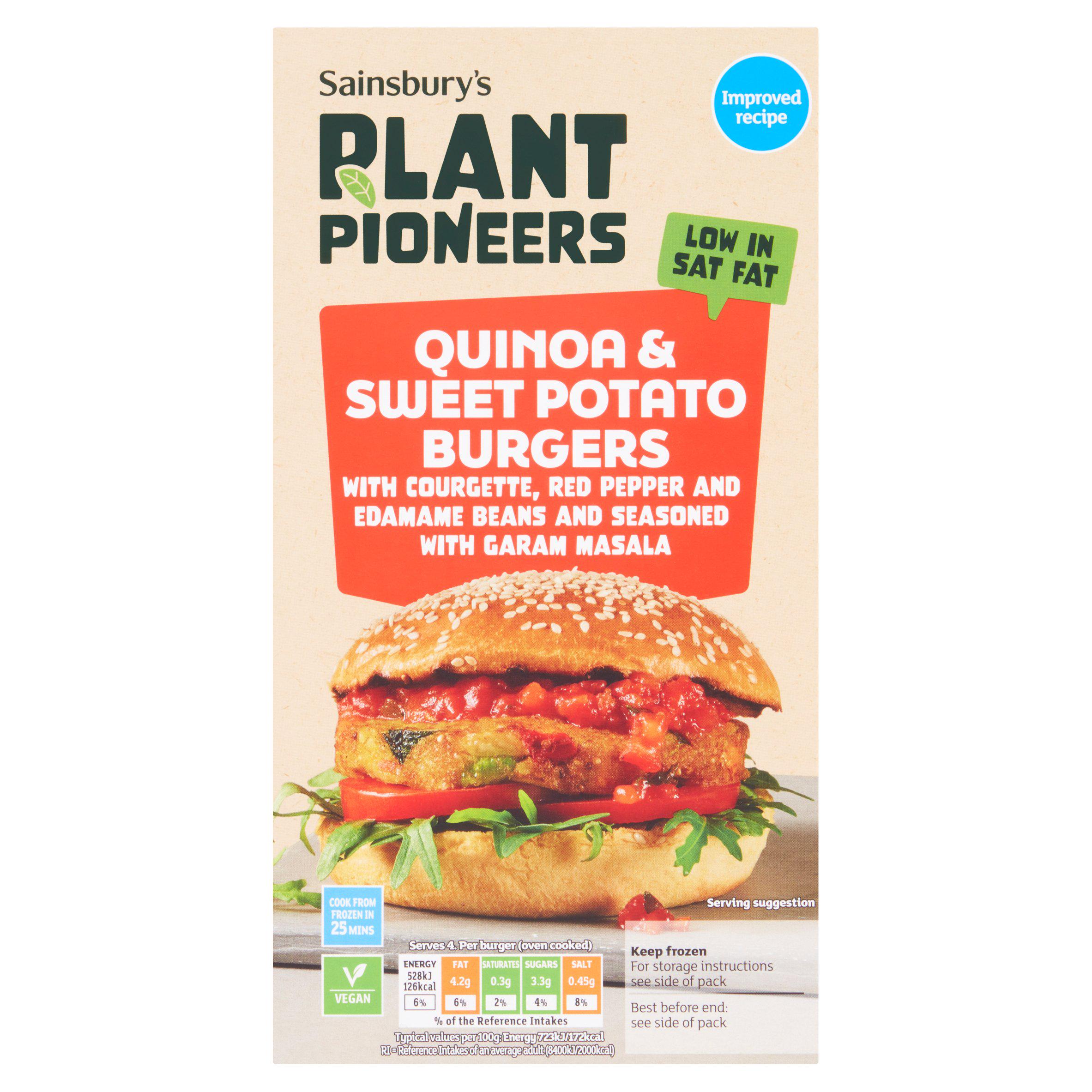 Sainsbury's Love Your Veg! Quinoa, Sweet Potato & Lentil Burgers 350g