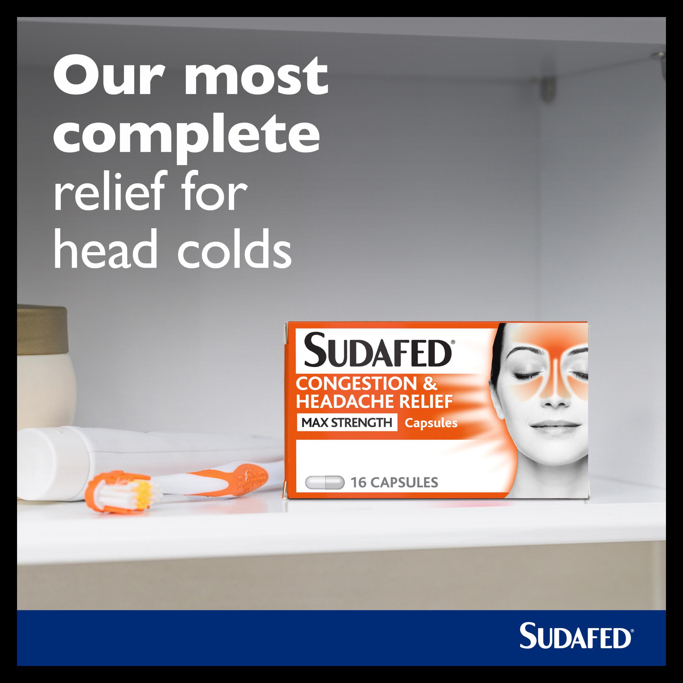 Sudafed Congestion & Headache Relief Max Strength Capsules x16 thumbnail 5