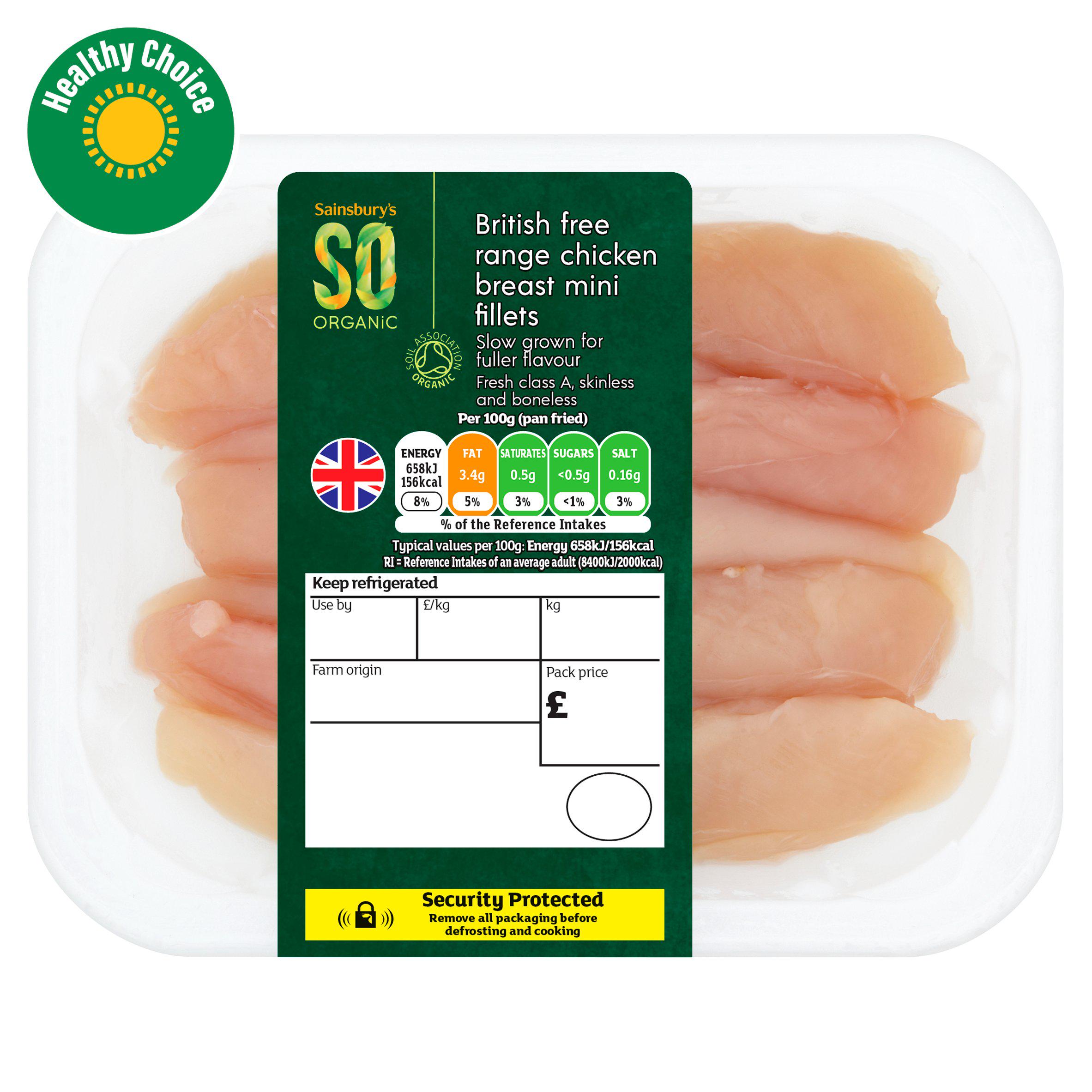 Sainsbury's (Approx. 240g) British Free Range Chicken Mini Fillets, SO Organic