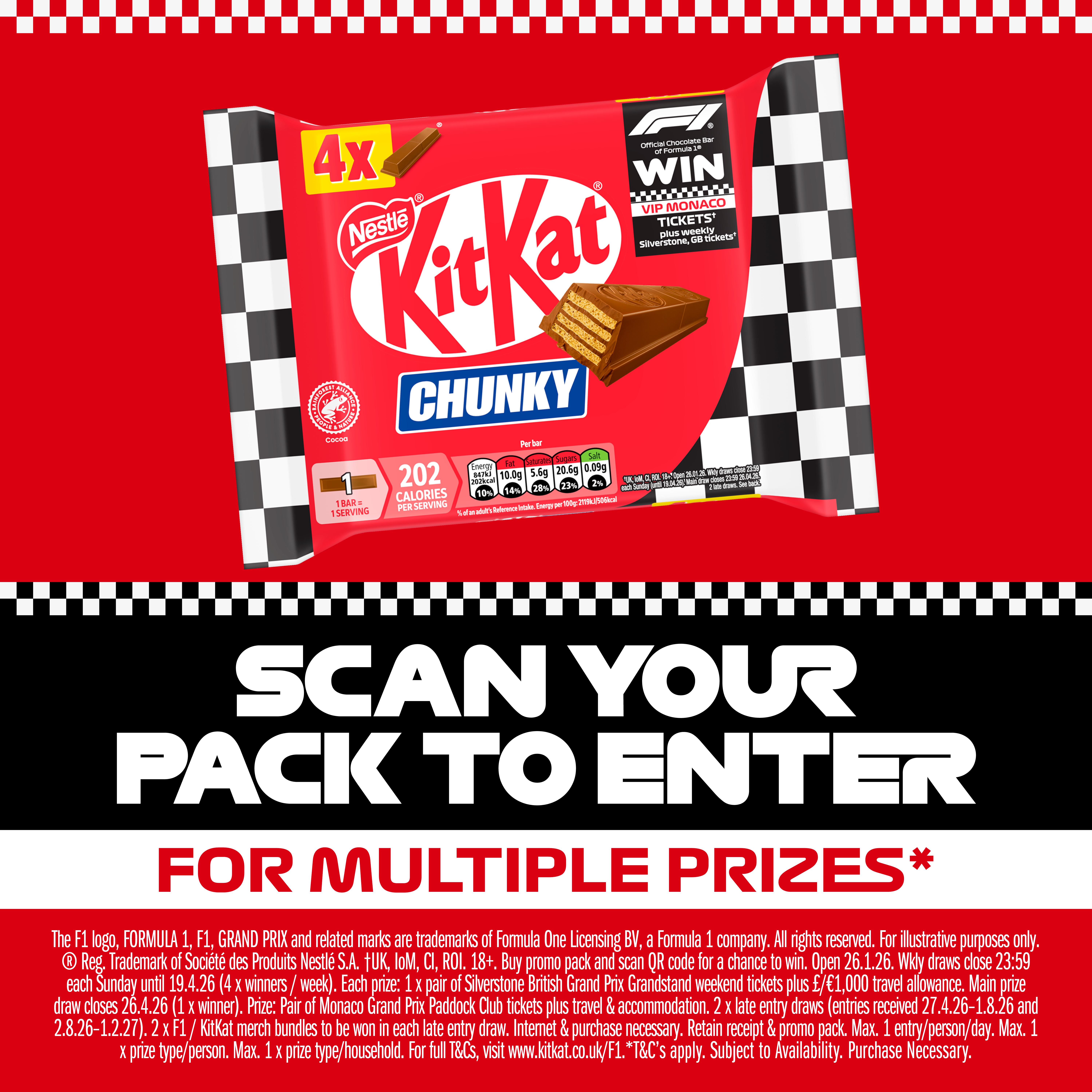 KitKat Chunky Milk Chocolate Bar Multipack x4 40g thumbnail 3