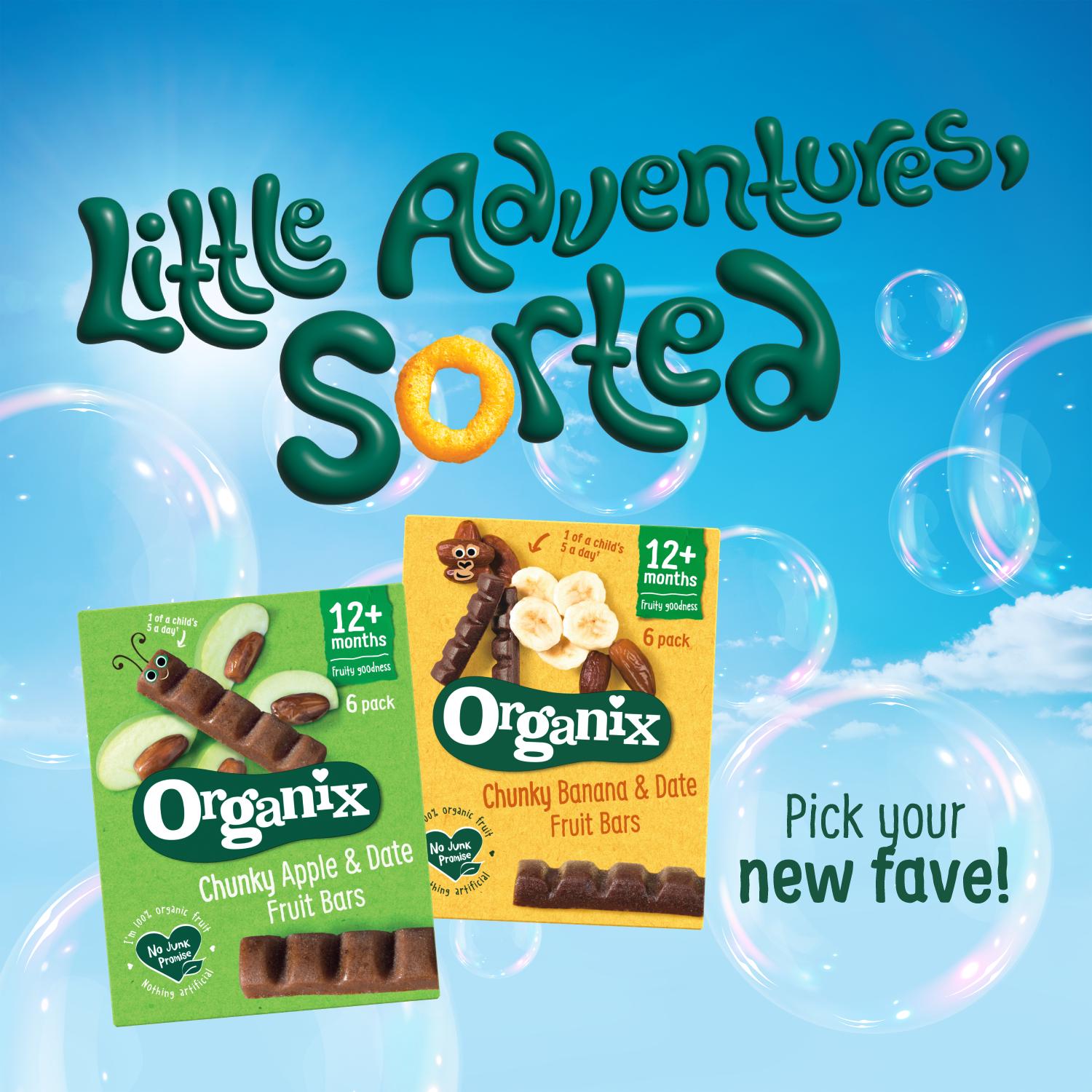 Organix Apple & Date Fruit Bars Toddler Snacks Multipack 12 months+ 6x17g thumbnail 3