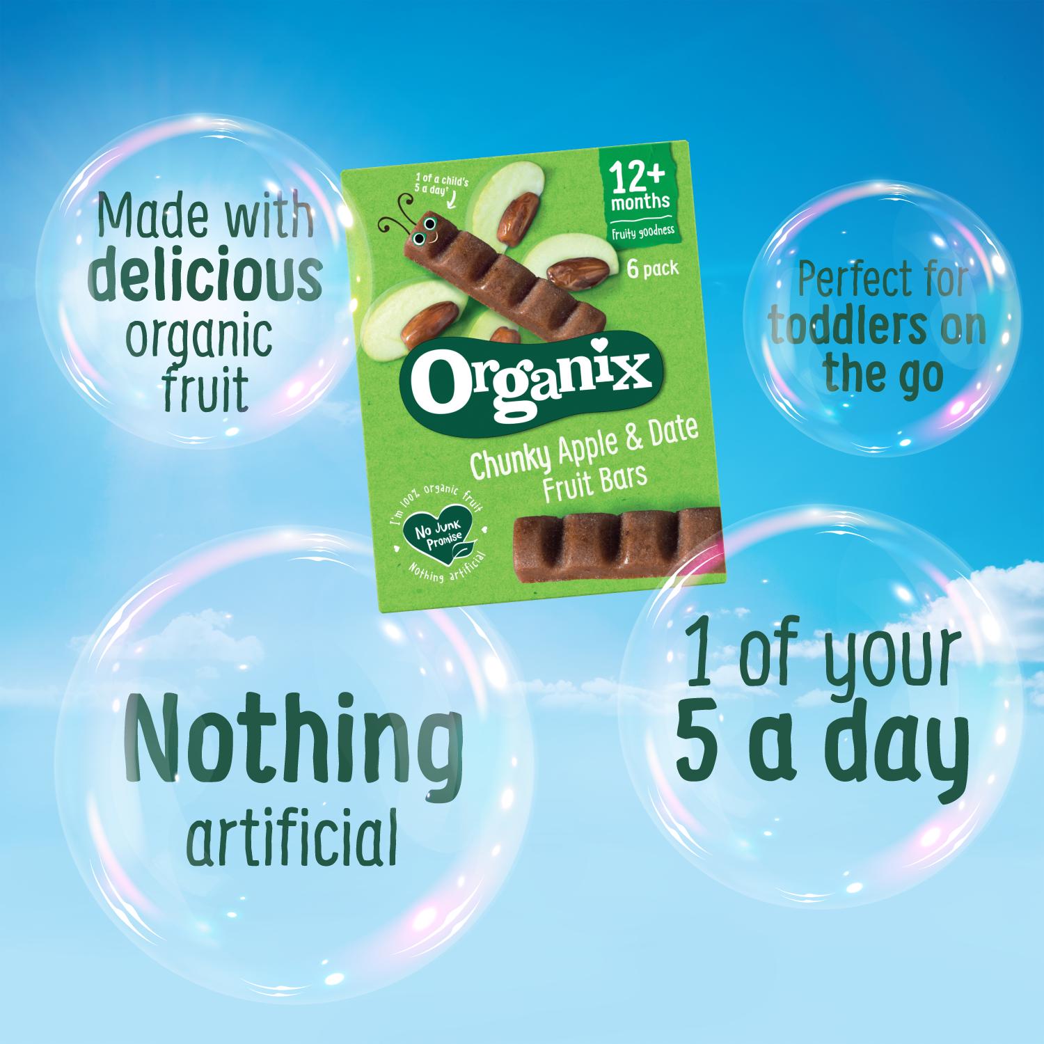 Organix Banana & Date Fruit Bars Toddler Snacks Multipack 12 months+ 6x17g thumbnail 2