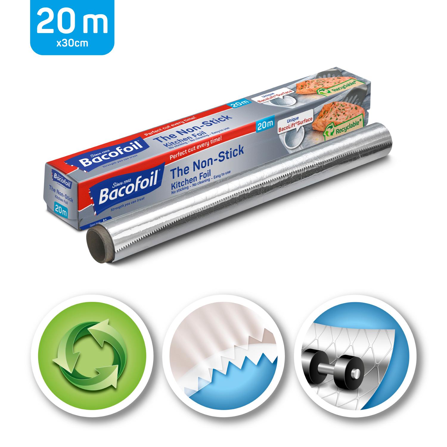 Bacofoil 30cm x 20m Non Stick Bacolift Surface & Easy Cut System Kitchen Foil thumbnail 2