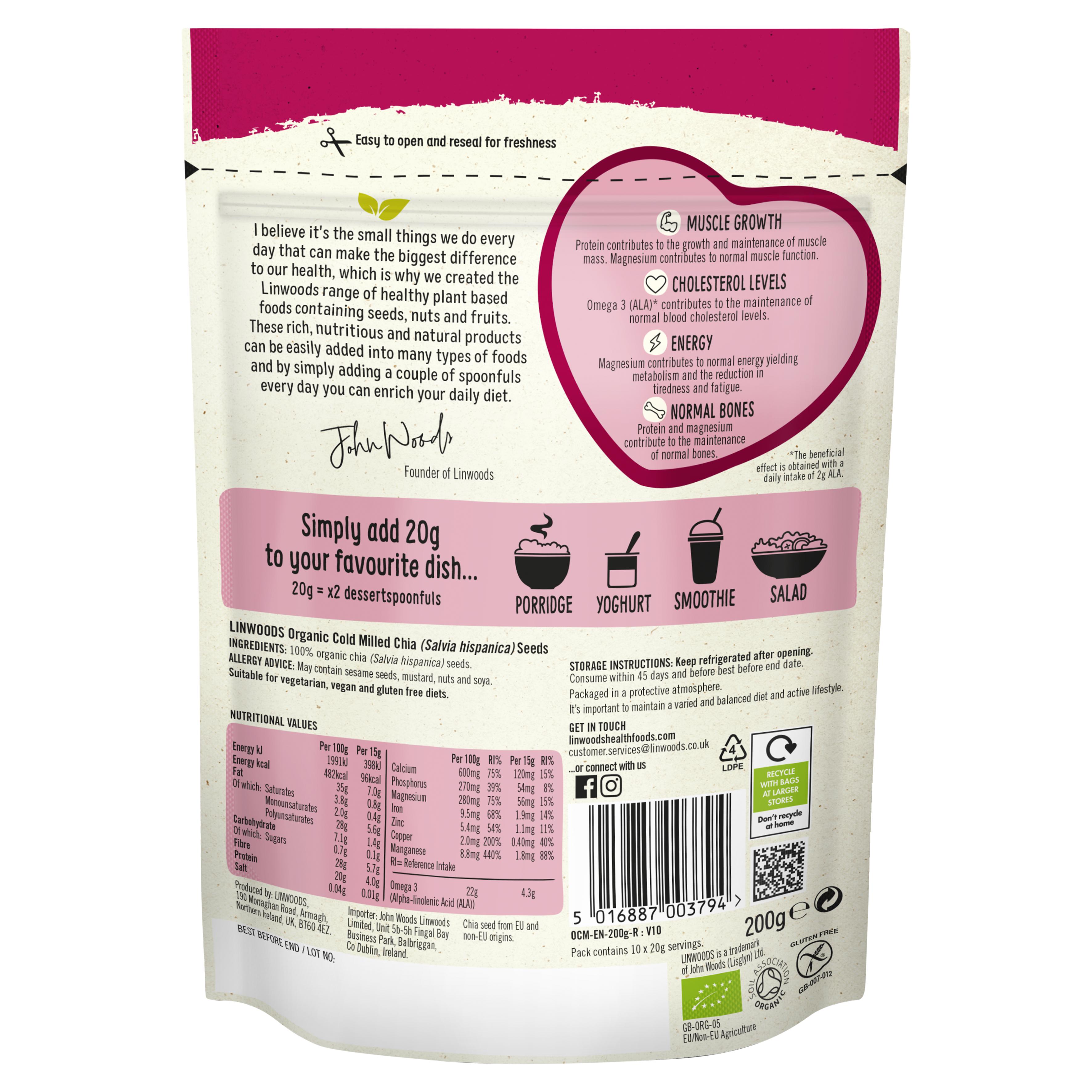 Linwoods Milled Chia Seed 200g thumbnail 3