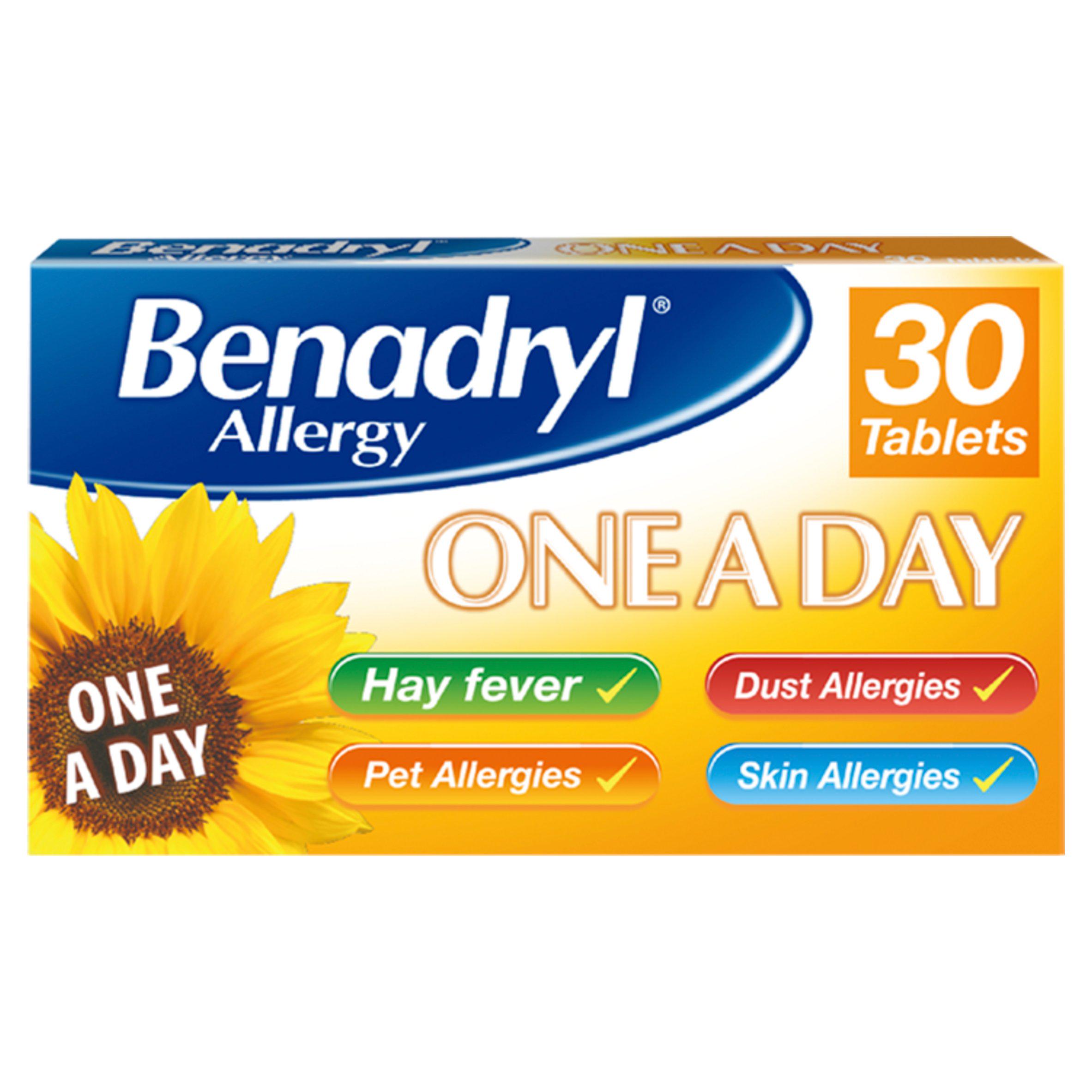 Benadryl Allergy One A Day 10mg Tablets Long Lasting Relief Tablets x30