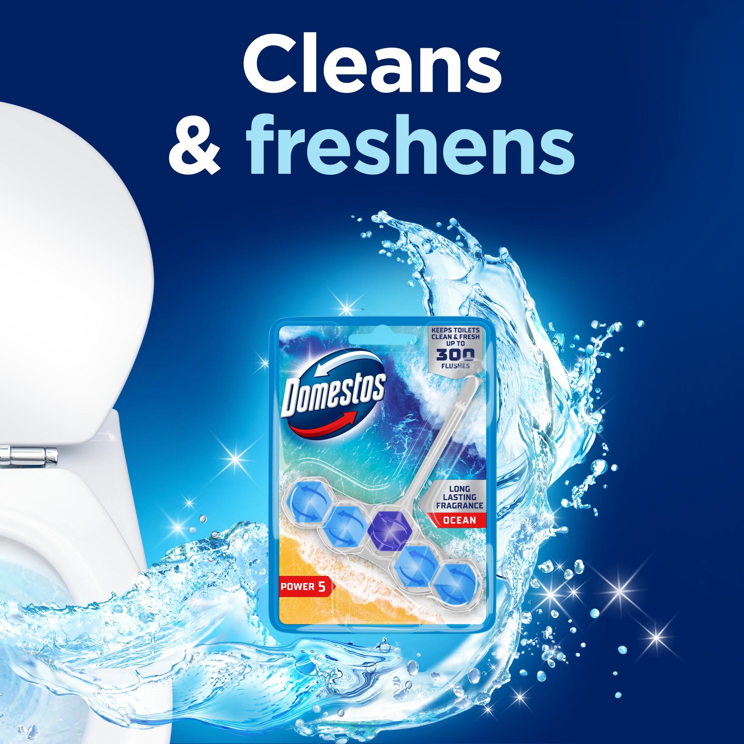 Domestos Power 5 Toilet Freshener Rim Block Ocean Cleaner x1 50g thumbnail 3