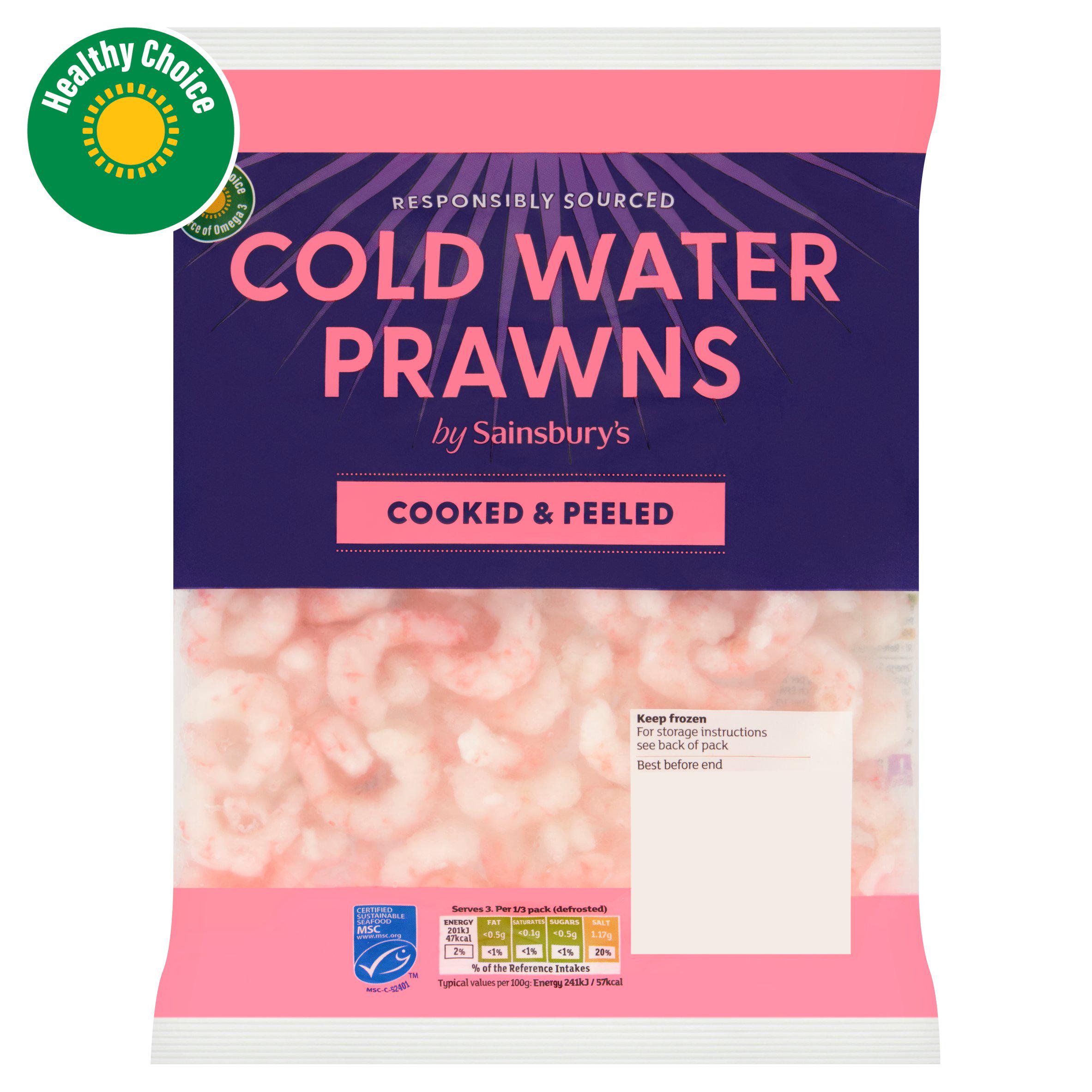 Sainsbury's Frozen Cooked & Peeled Cold Water Prawns MSC 250g