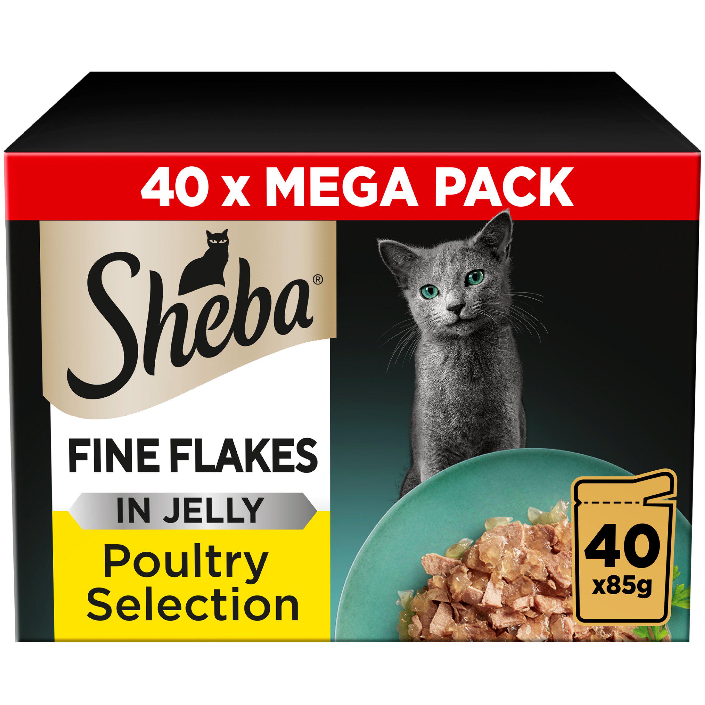 Sheba Fine Flakes Cat Food Pouches Poultry in Jelly Mega Pack