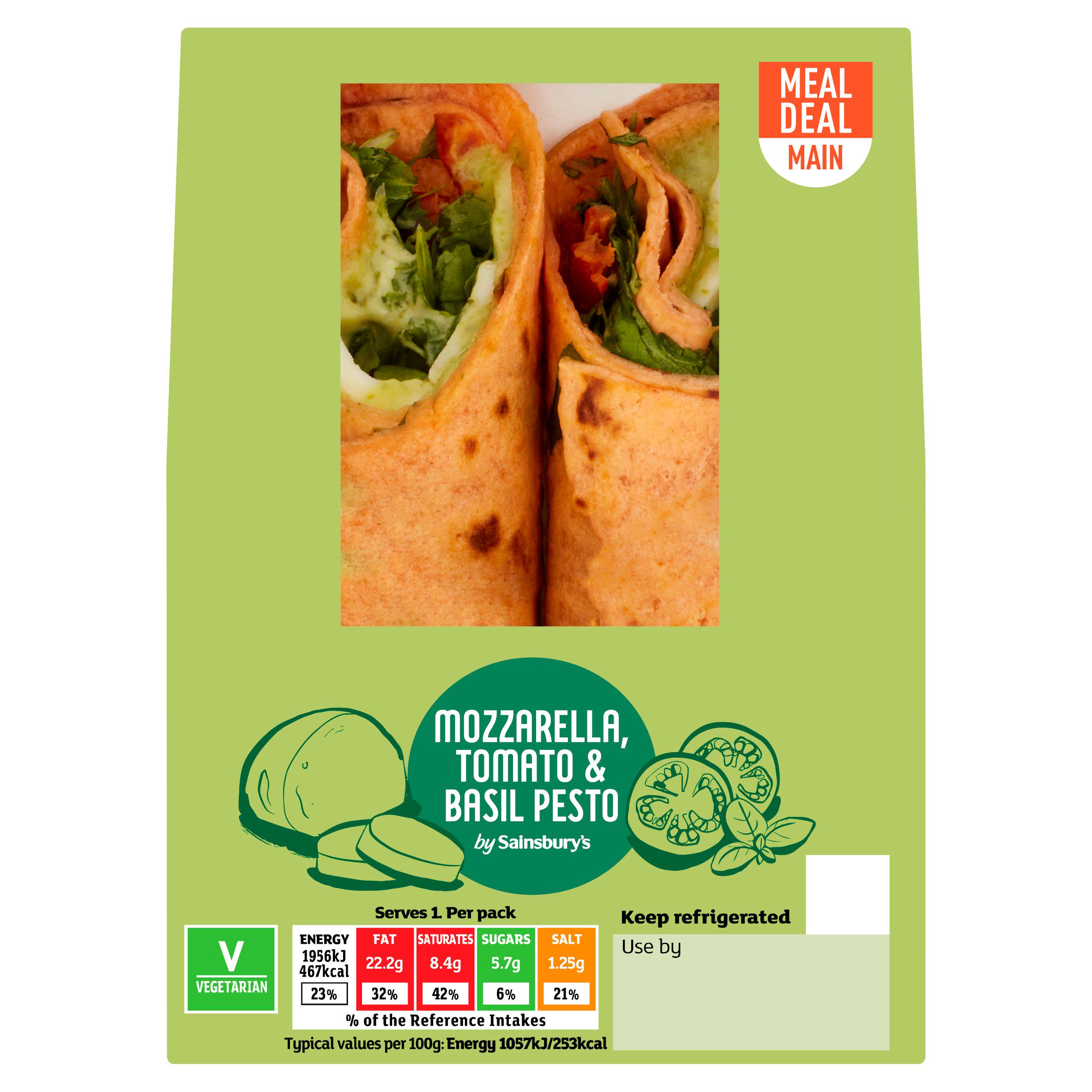 Sainsbury's Mozzarella, Tomato & Basil Pesto Wrap
