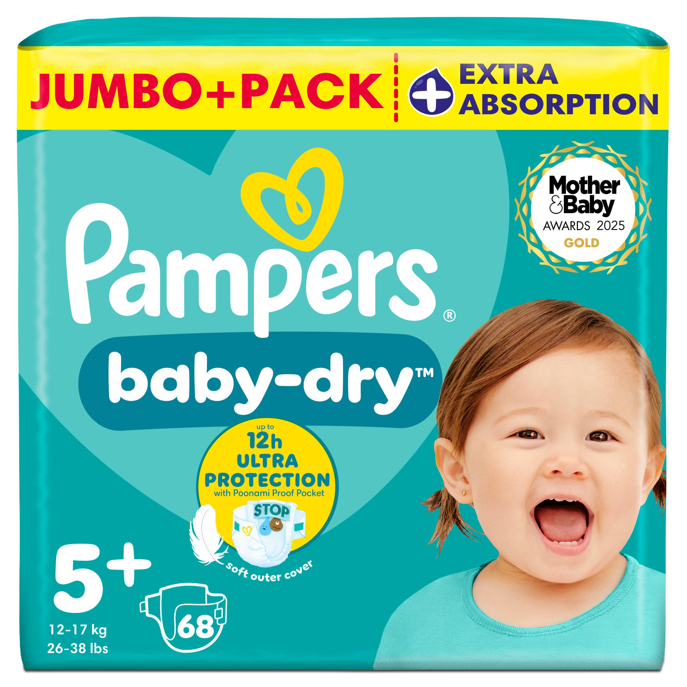 Pampers Baby-Dry Size 5+ Nappies Jumbo+ Pack