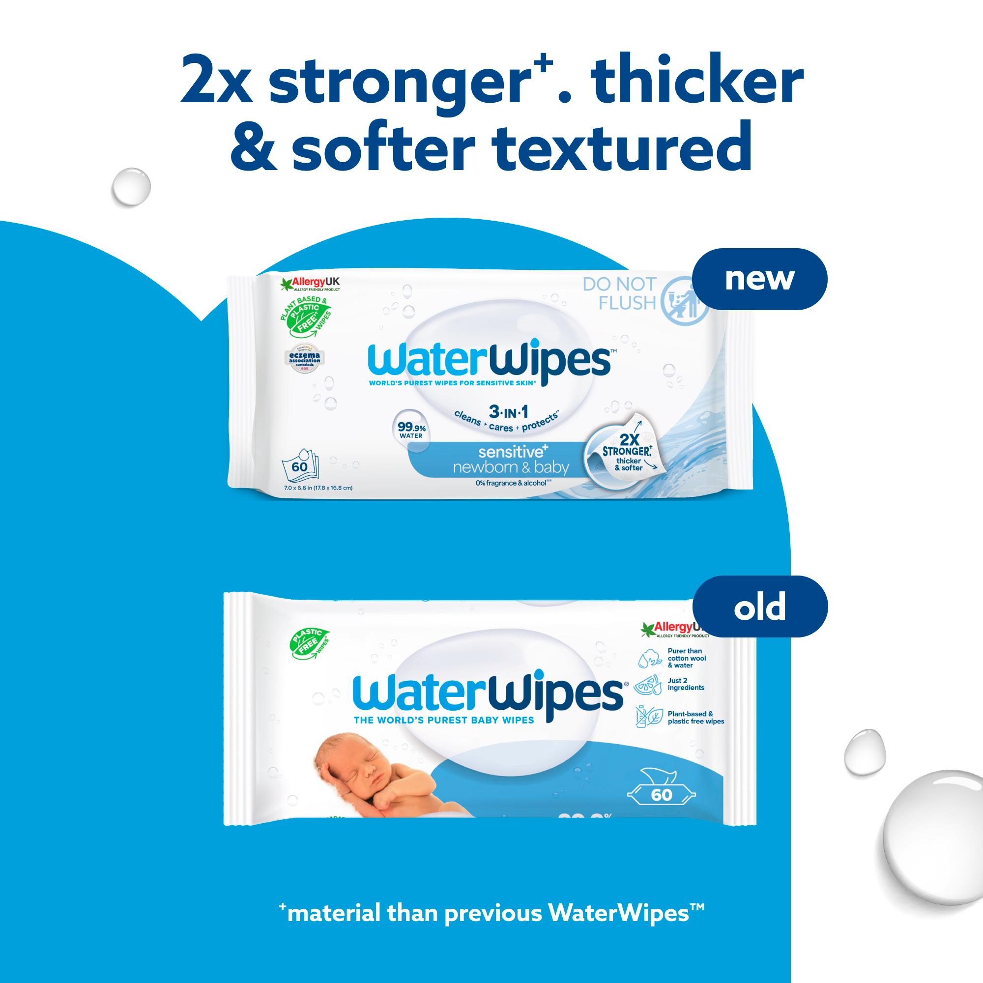 WaterWipes Sensitive Biodegradable Newborn Baby Wipes x60 thumbnail 2