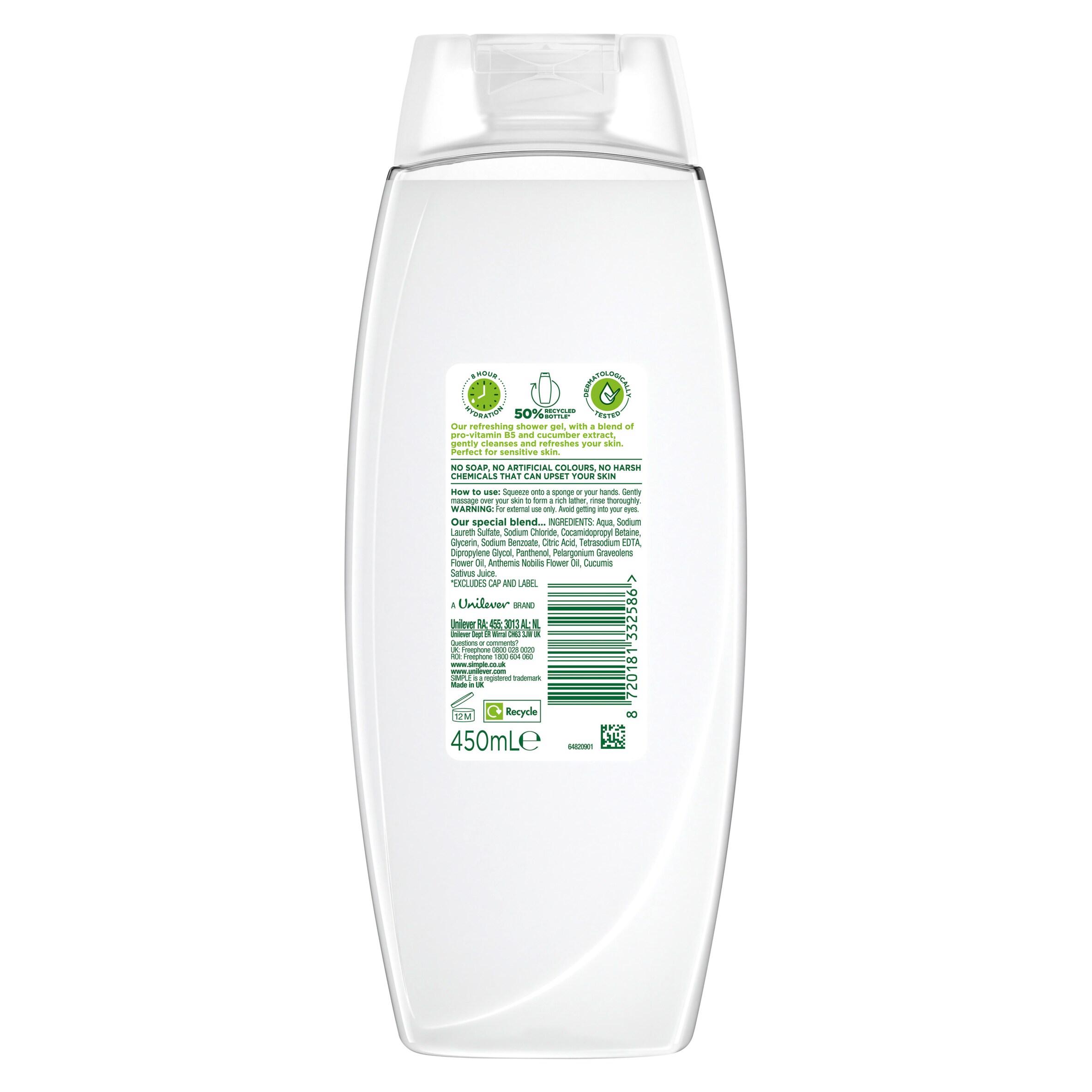 Simple Refreshing Shower Gel Body Wash 450ml thumbnail 6
