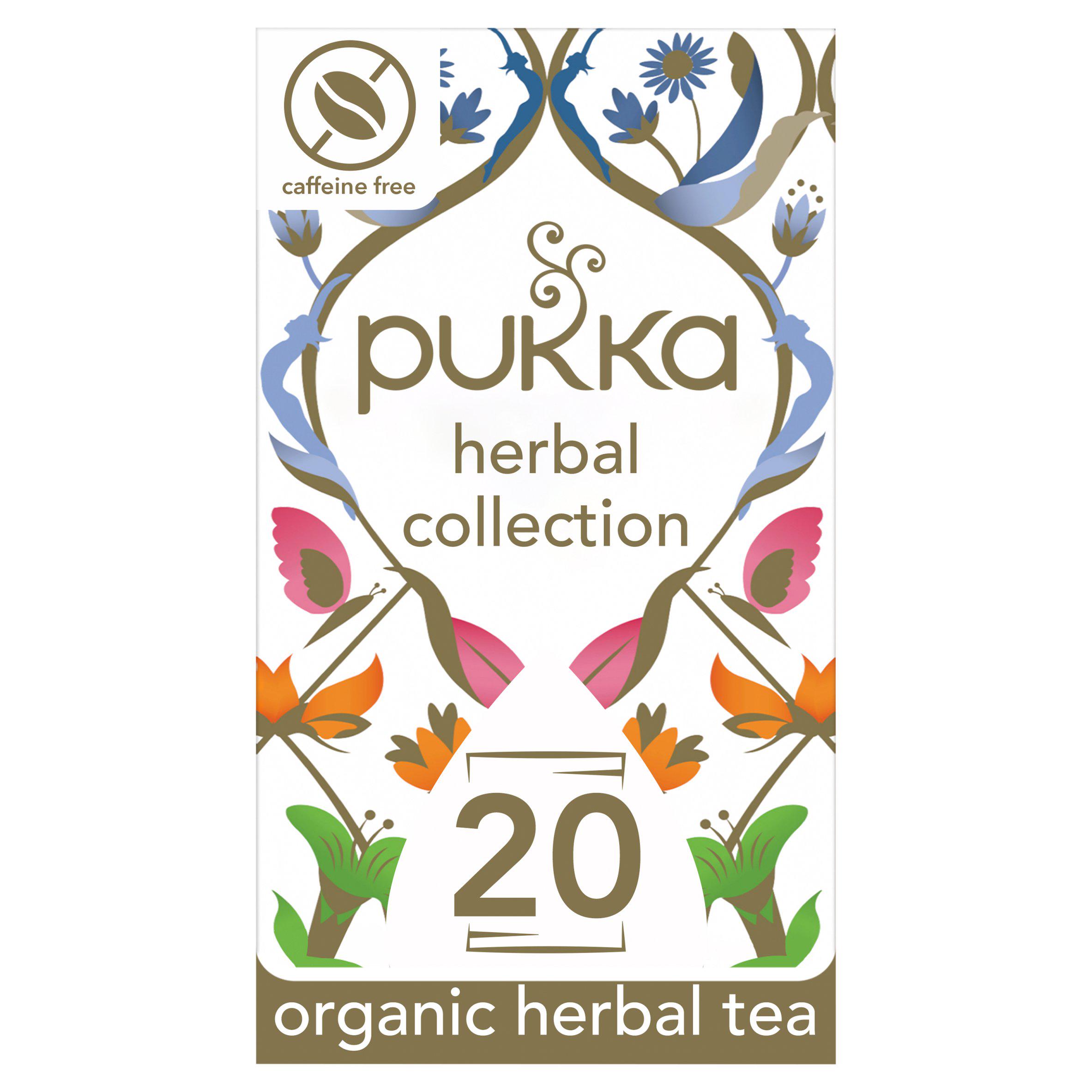 Pukka Organic Herbal Tea Collection Five Different Flavours Home Compostable Herbal Tea Bags x20