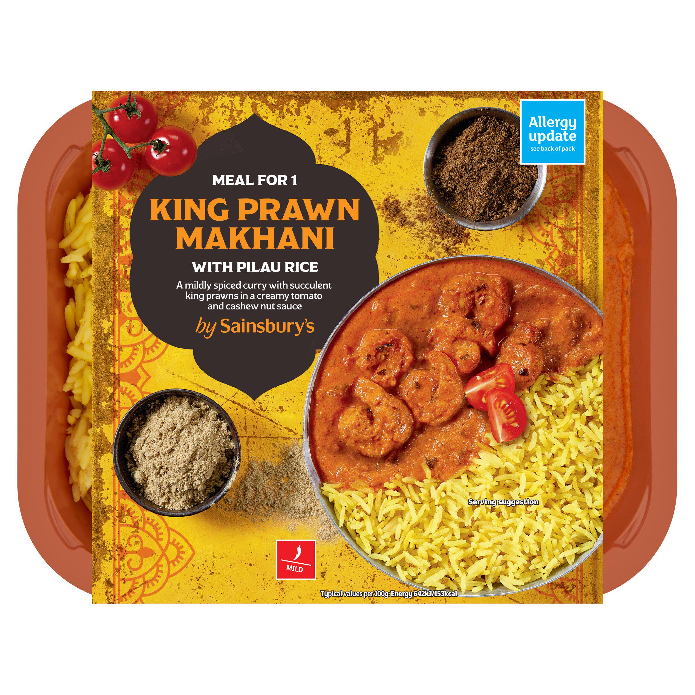Sainsbury's Indian King Prawn Makhani with Pilau Rice Ready Meal for 1 400g