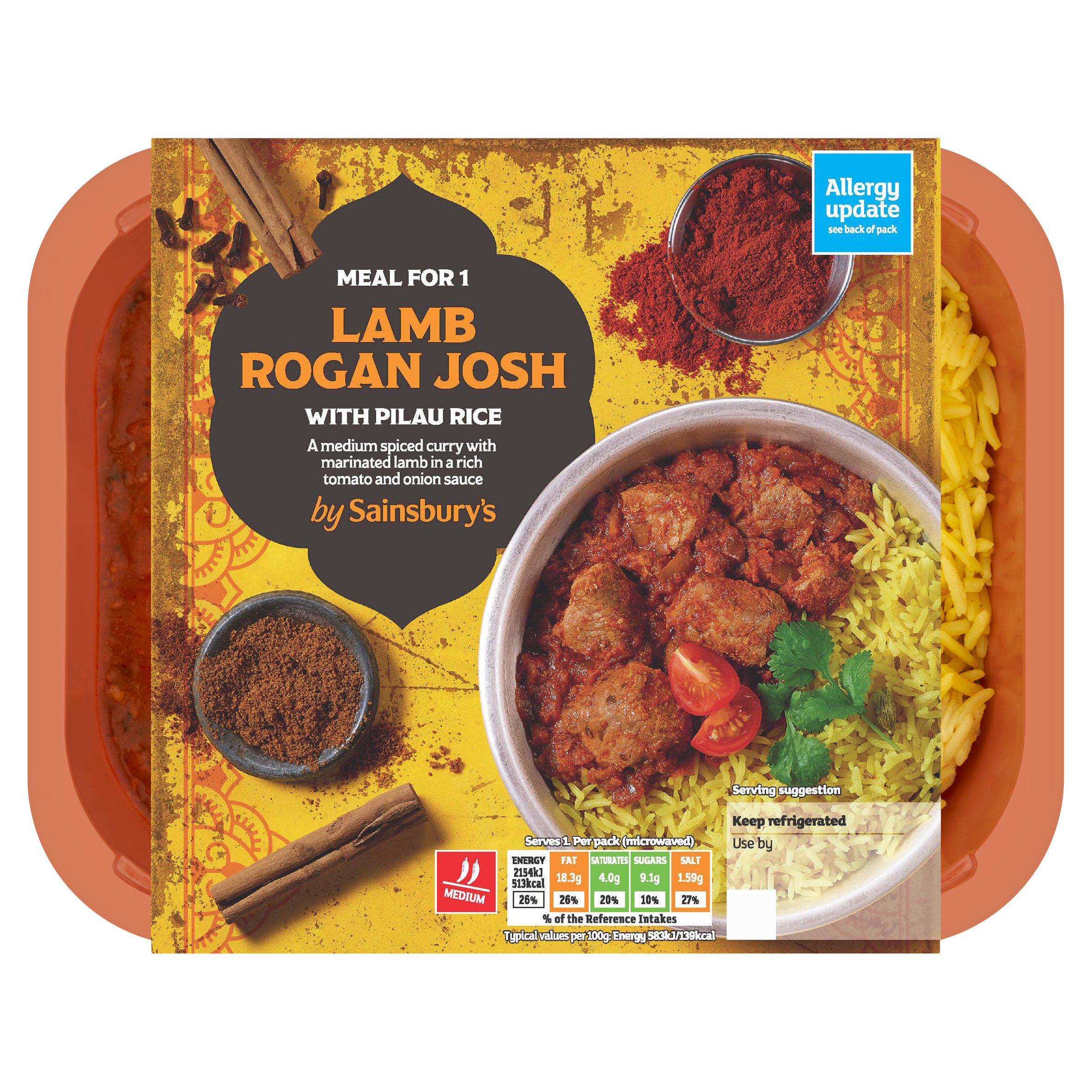 Sainsbury's Indian Lamb Rogan Josh with Pilau Rice Ready Meal for 1 400g