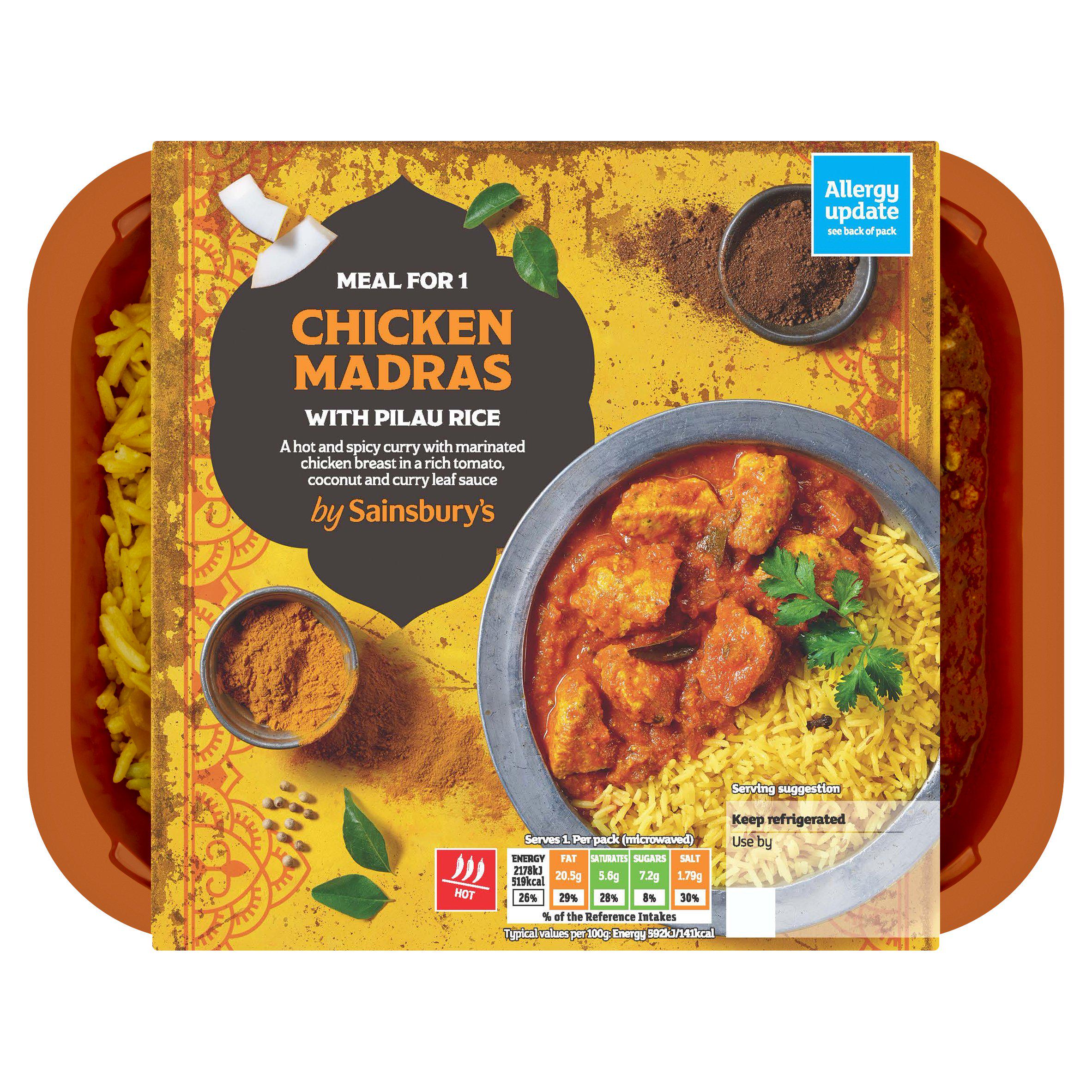 Sainsbury's Indian Chicken Madras with Pilau Rice Ready Meal for 1 400g