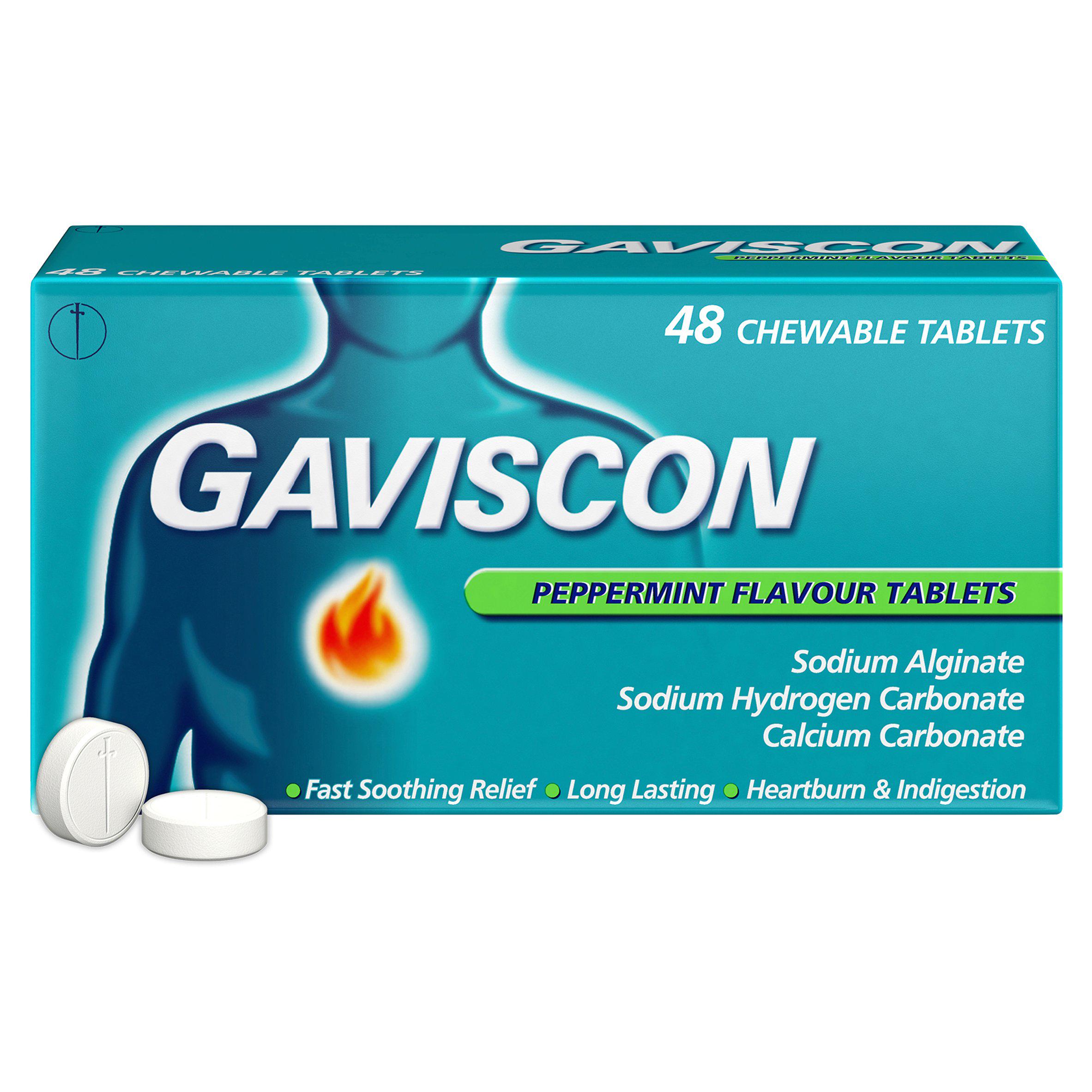Gaviscon Tablets Heartburn & Indigestion Peppermint