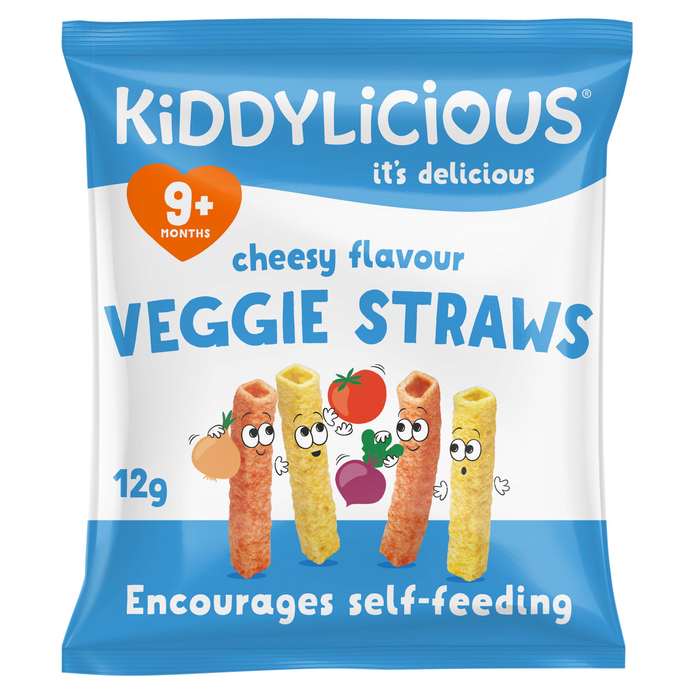 Kiddylicious Cheesy Flavoured Veggie Straws Baby Snacks 12g