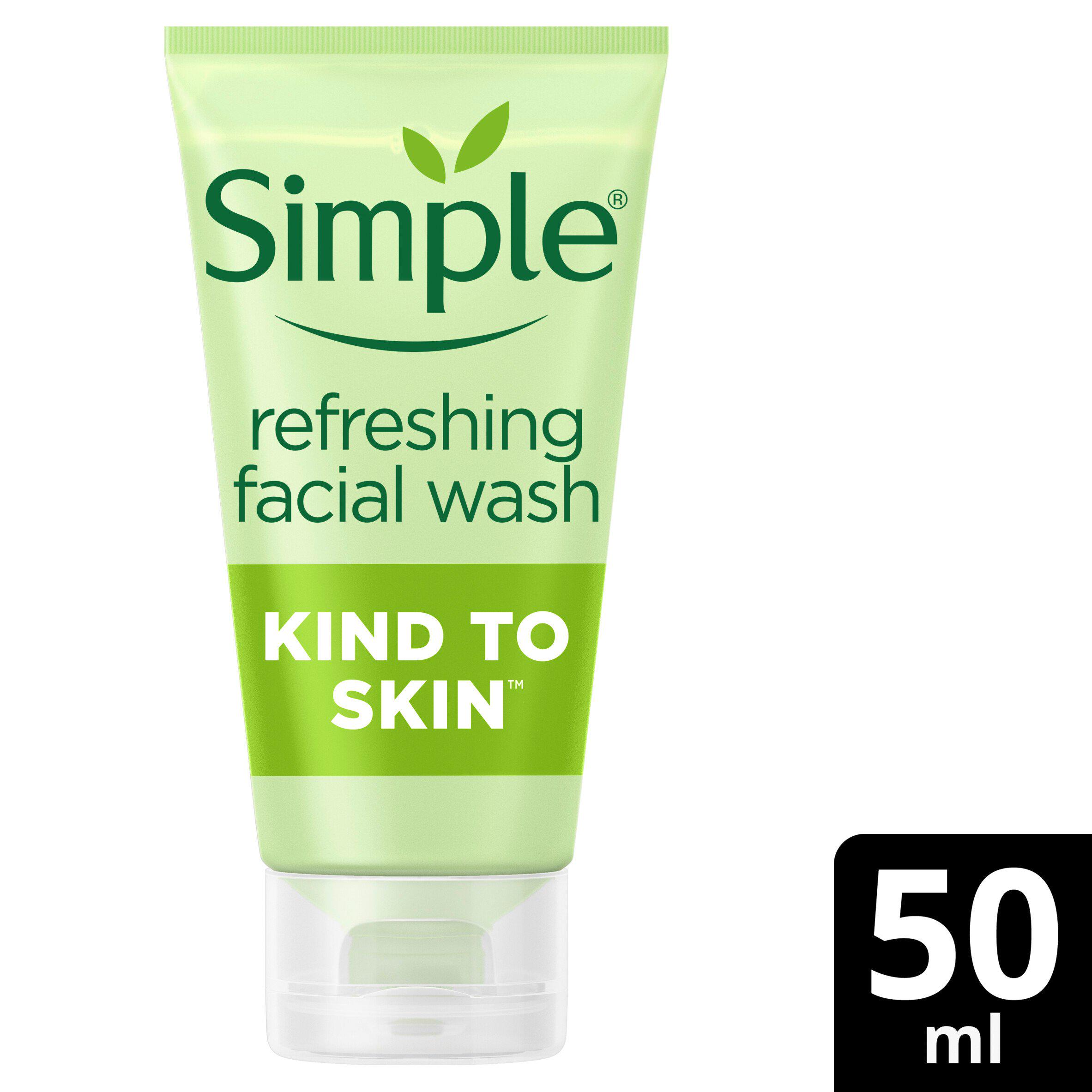 Simple Kind to Skin Refreshing Facial Wash Gel Cleanser Travel Size 50ml