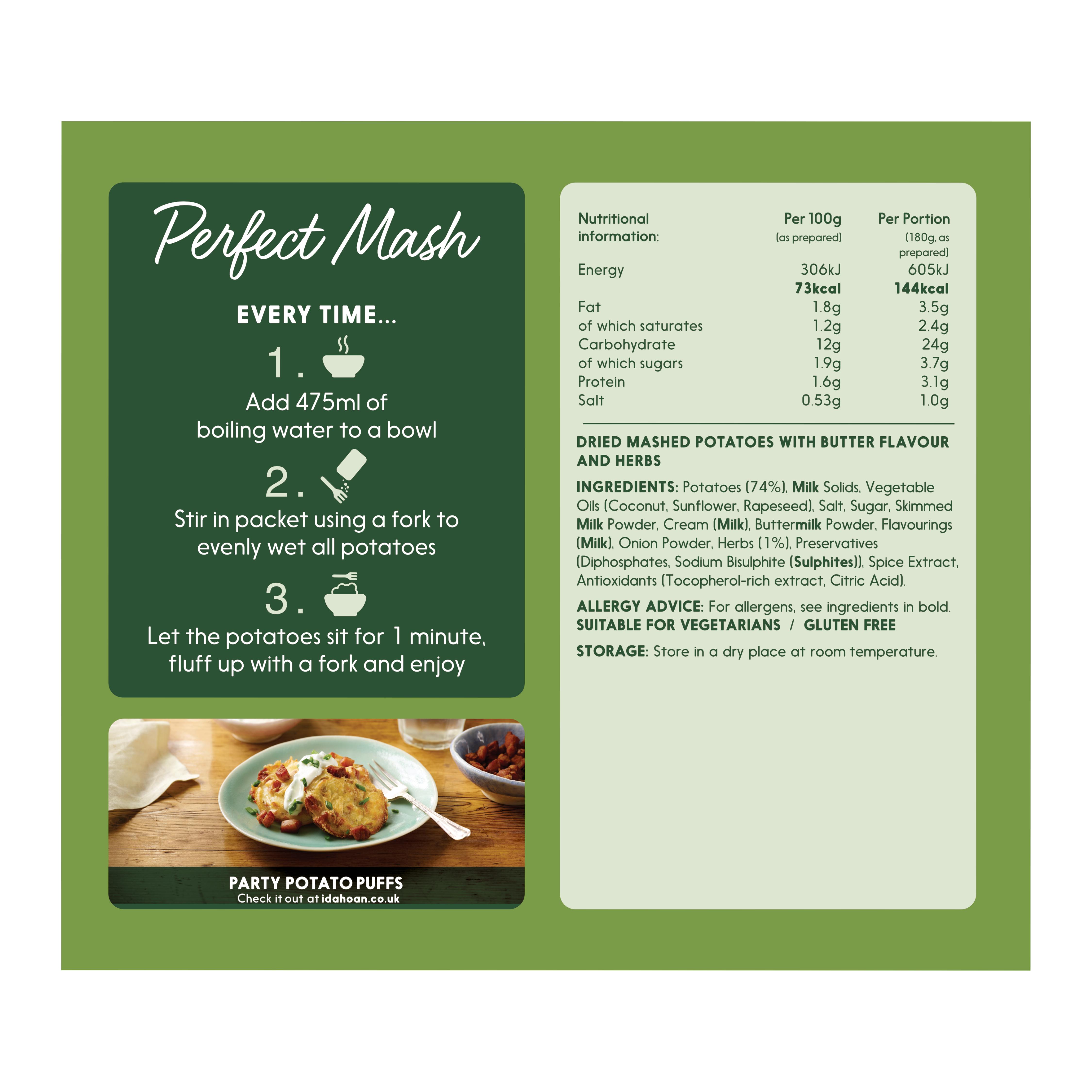 Idahoan Perfect Mash, Butter & Herb 109g thumbnail 2