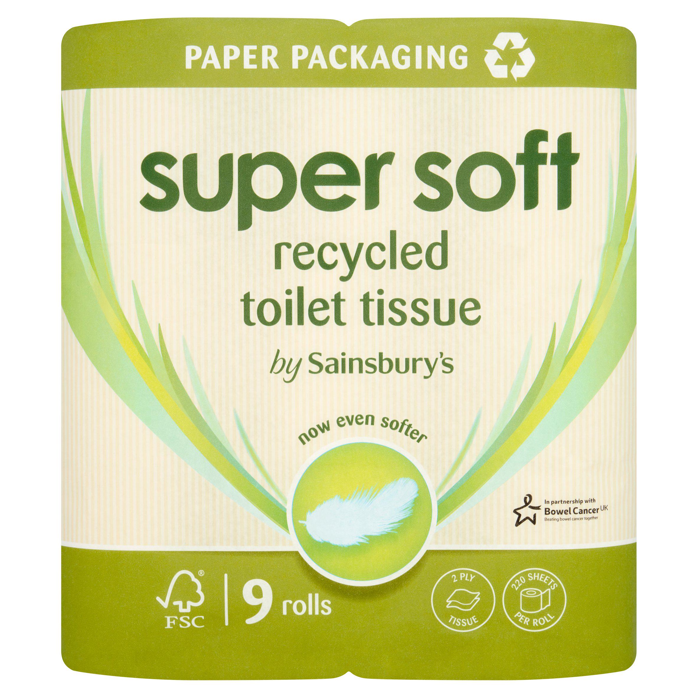 Sainsbury's Super Soft Toilet Tissues, Recycled x9 Rolls